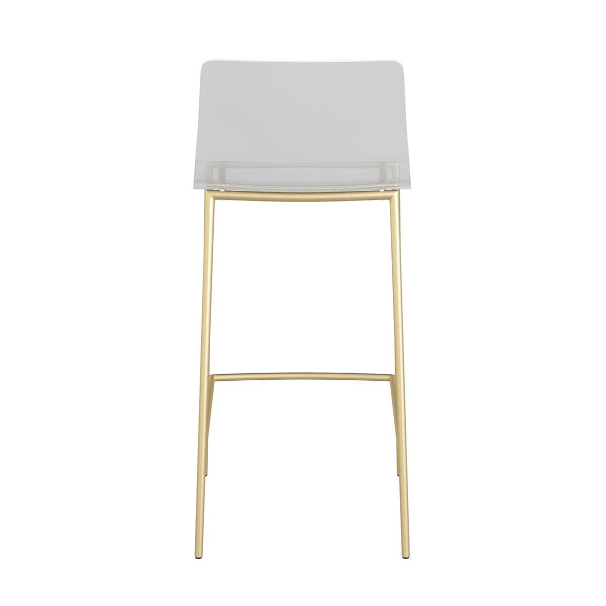 Set of Two Contemporary Acrylic and Gold Counter Stools