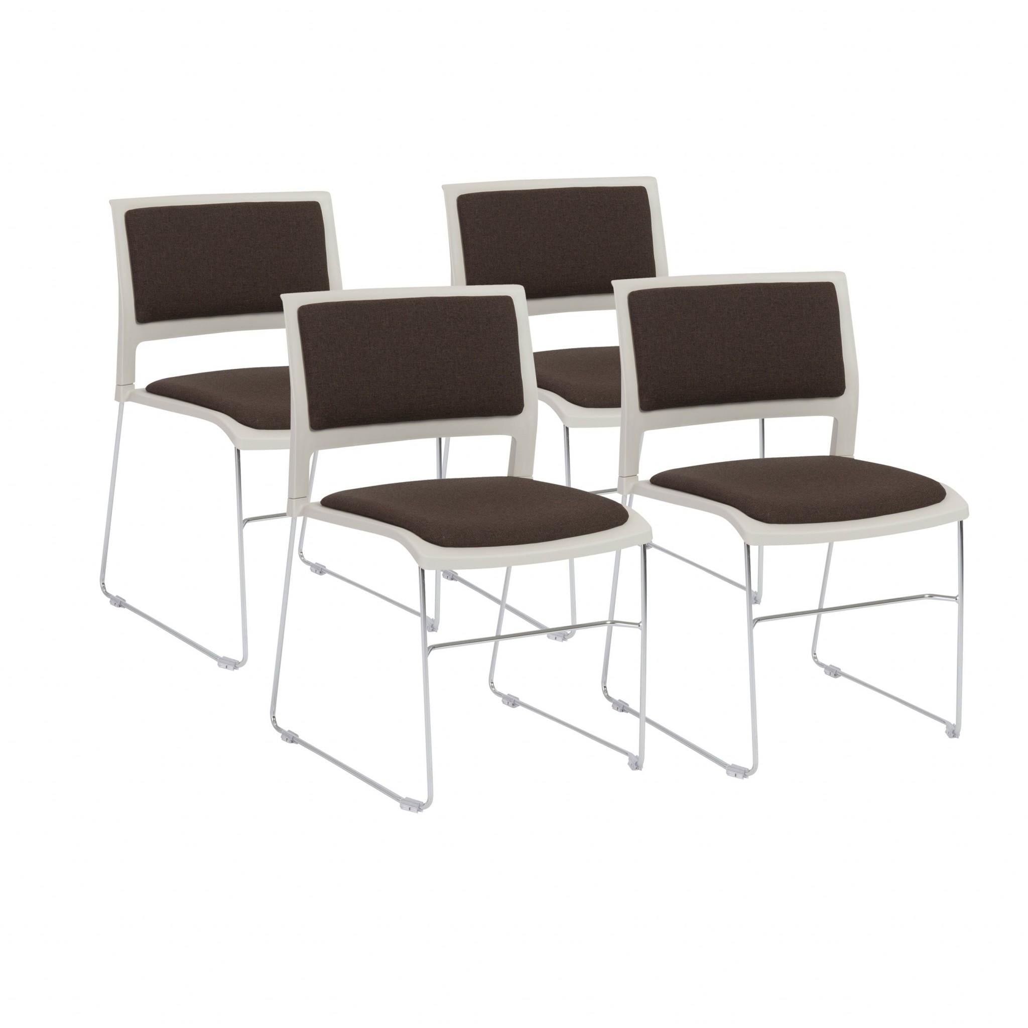 Set of Four Dark Gray and White Side Chairs