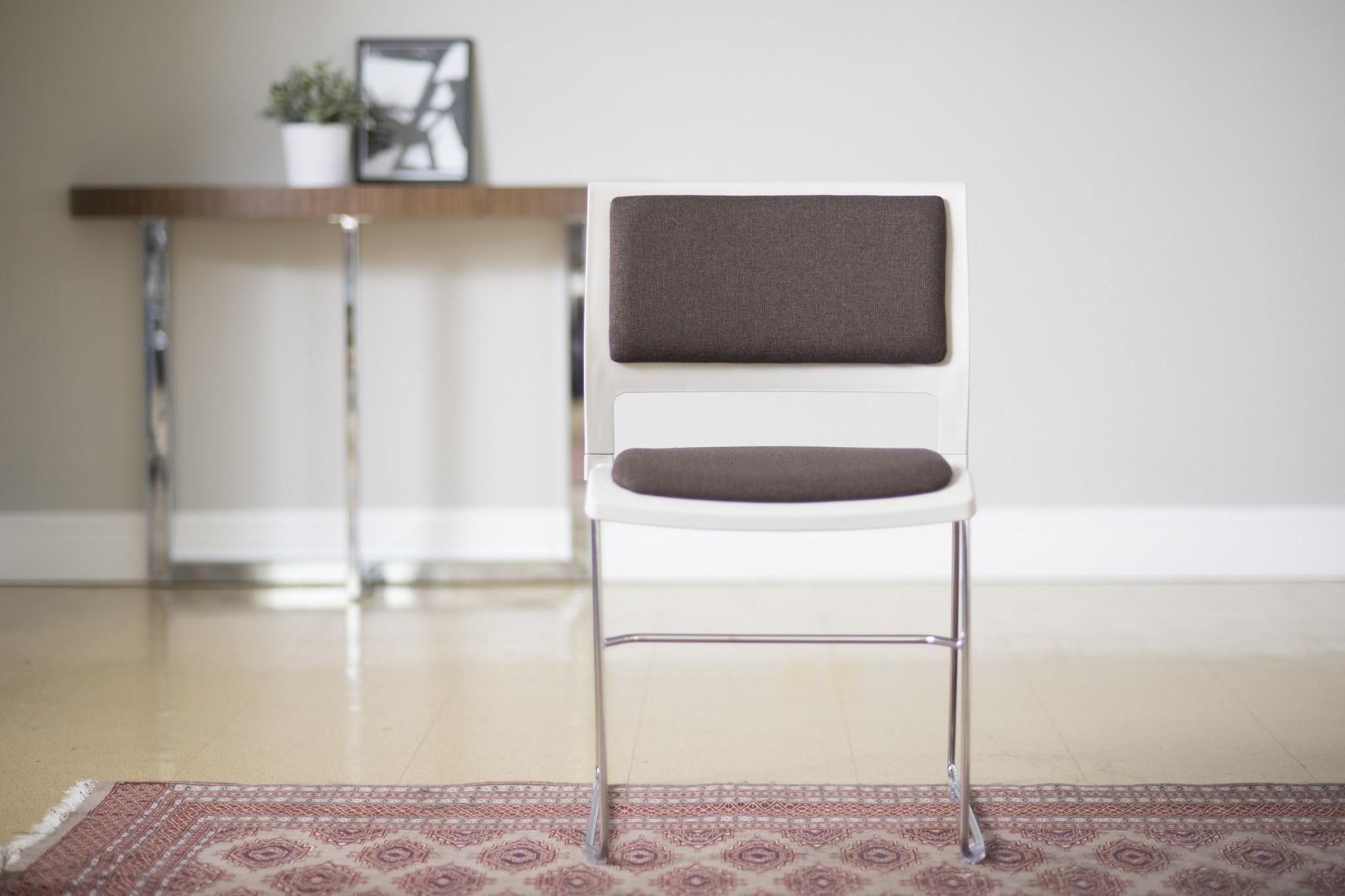 Set of Four Dark Gray and White Side Chairs