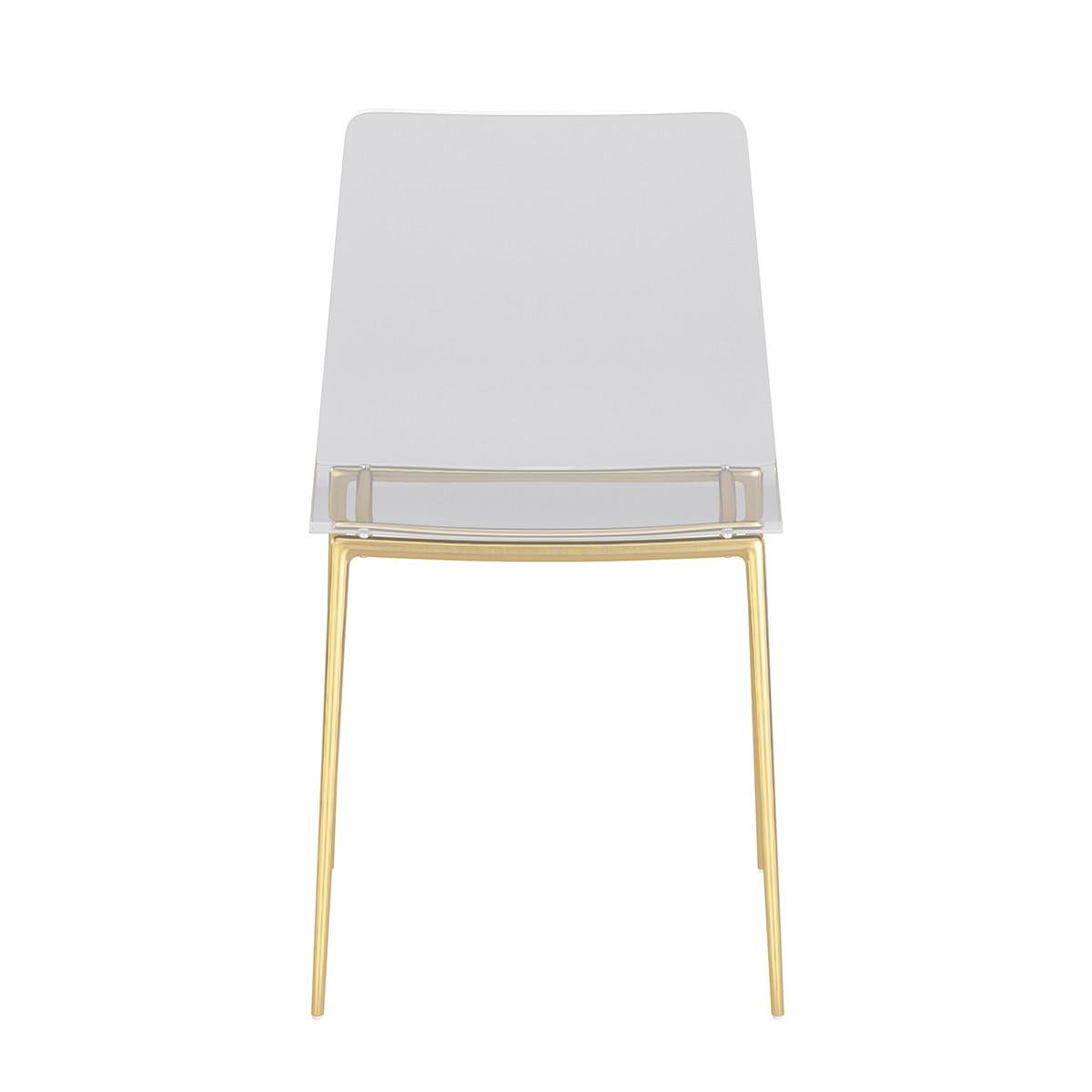 Set of Two Acrylic and Gold Steel Chairs