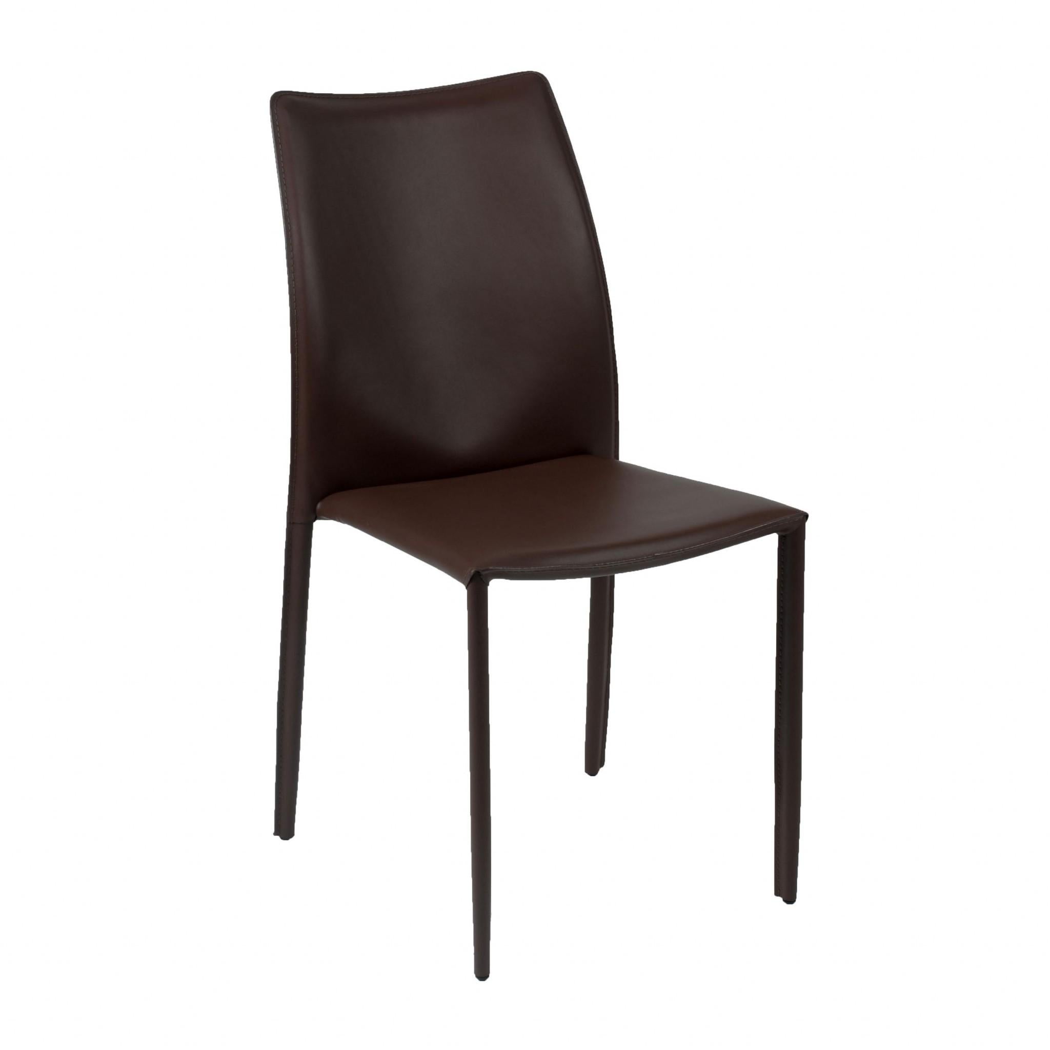 Set of Two All Dark Brown Stacking Chairs