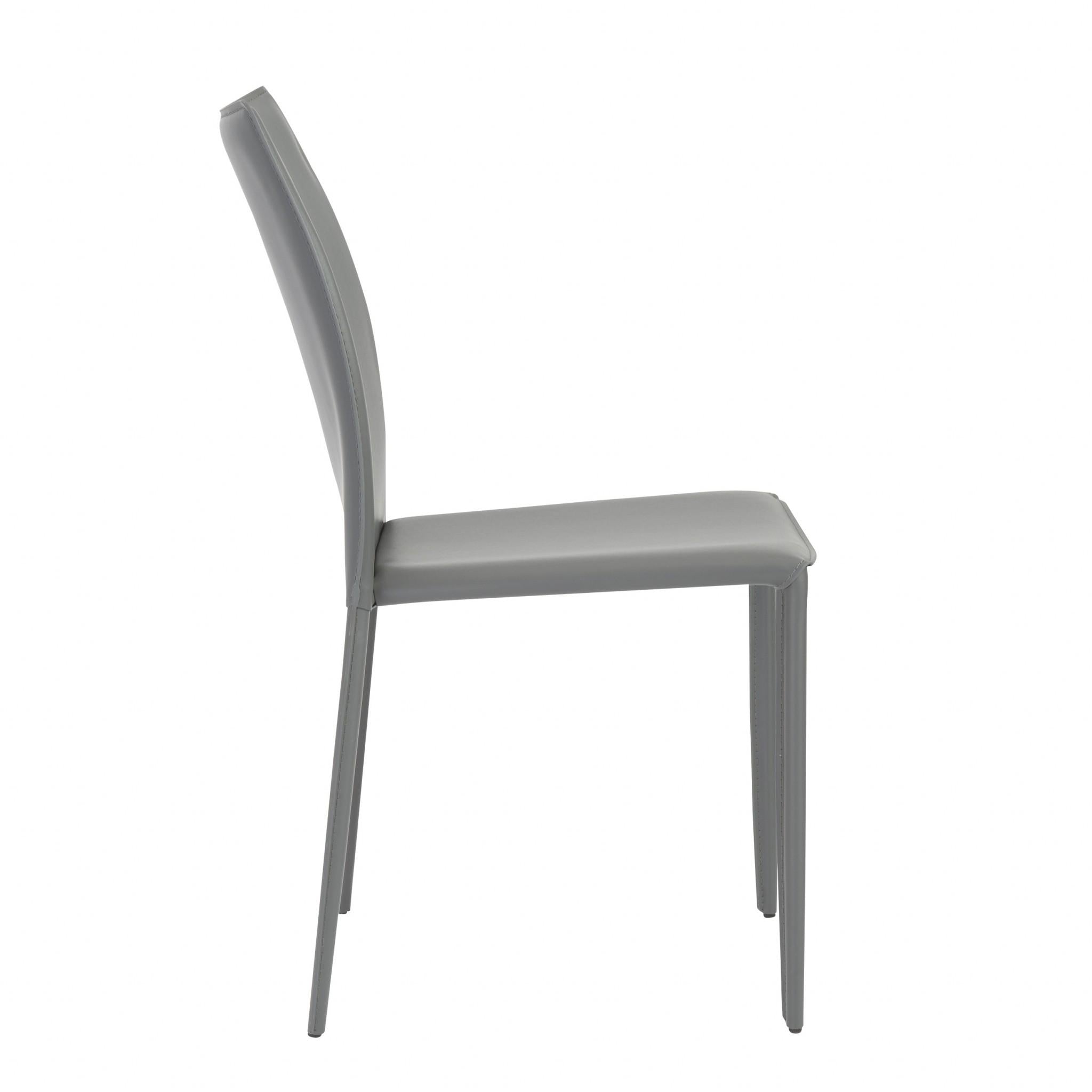 Set of Two Premium All Light Gray Stacking Dining Chairs