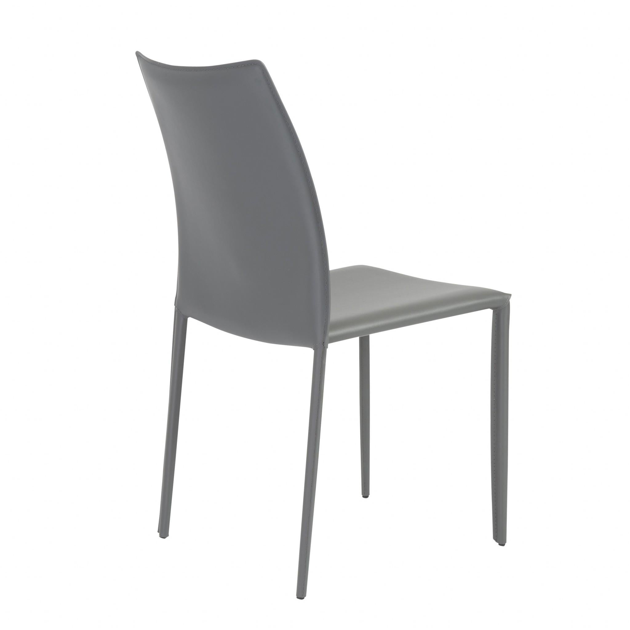 Set of Two Premium All Light Gray Stacking Dining Chairs