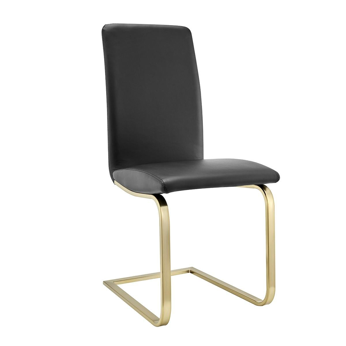 Set of Two Mod Black and Gold Dining Chairs