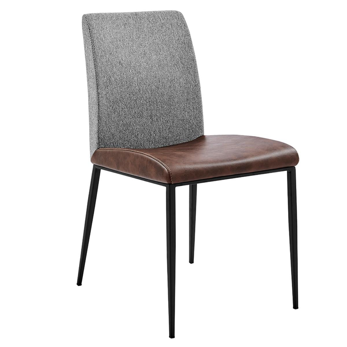 Set of Two Brown and Light Gray Stainless Steel Chairs