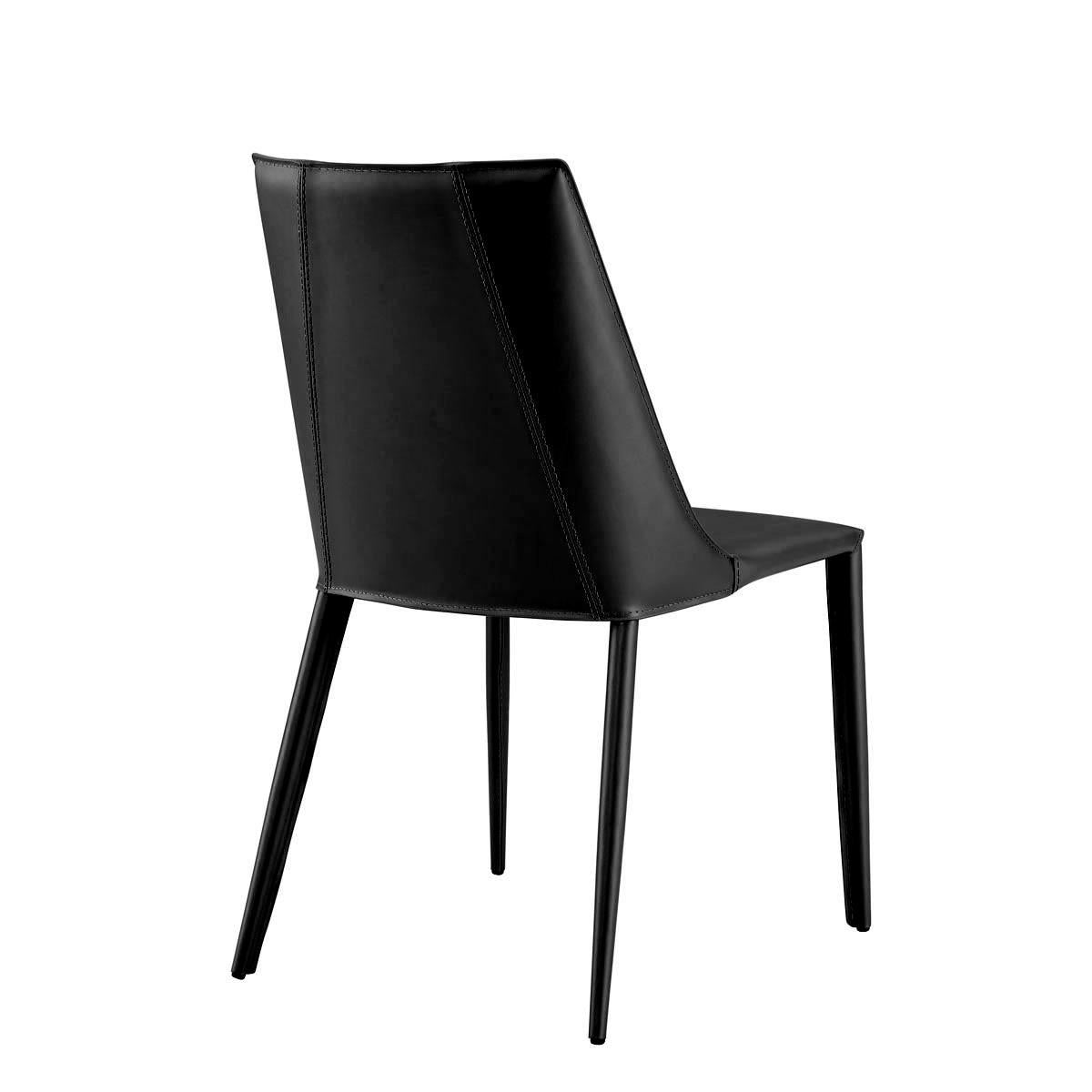 Sleek All Black Faux Leather Dining or Side Chair