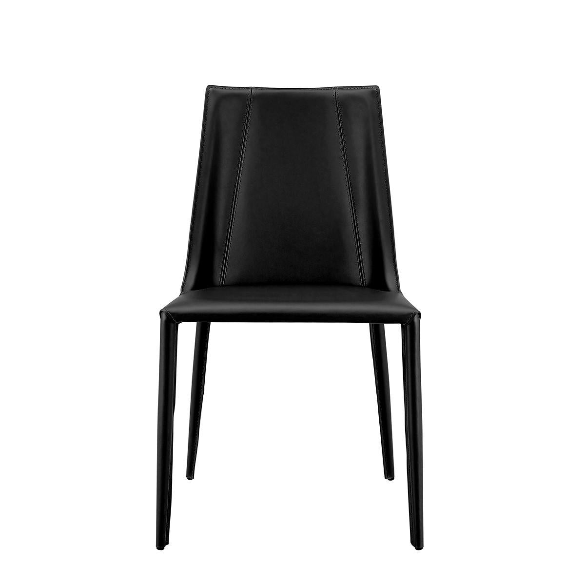 Sleek All Black Faux Leather Dining or Side Chair