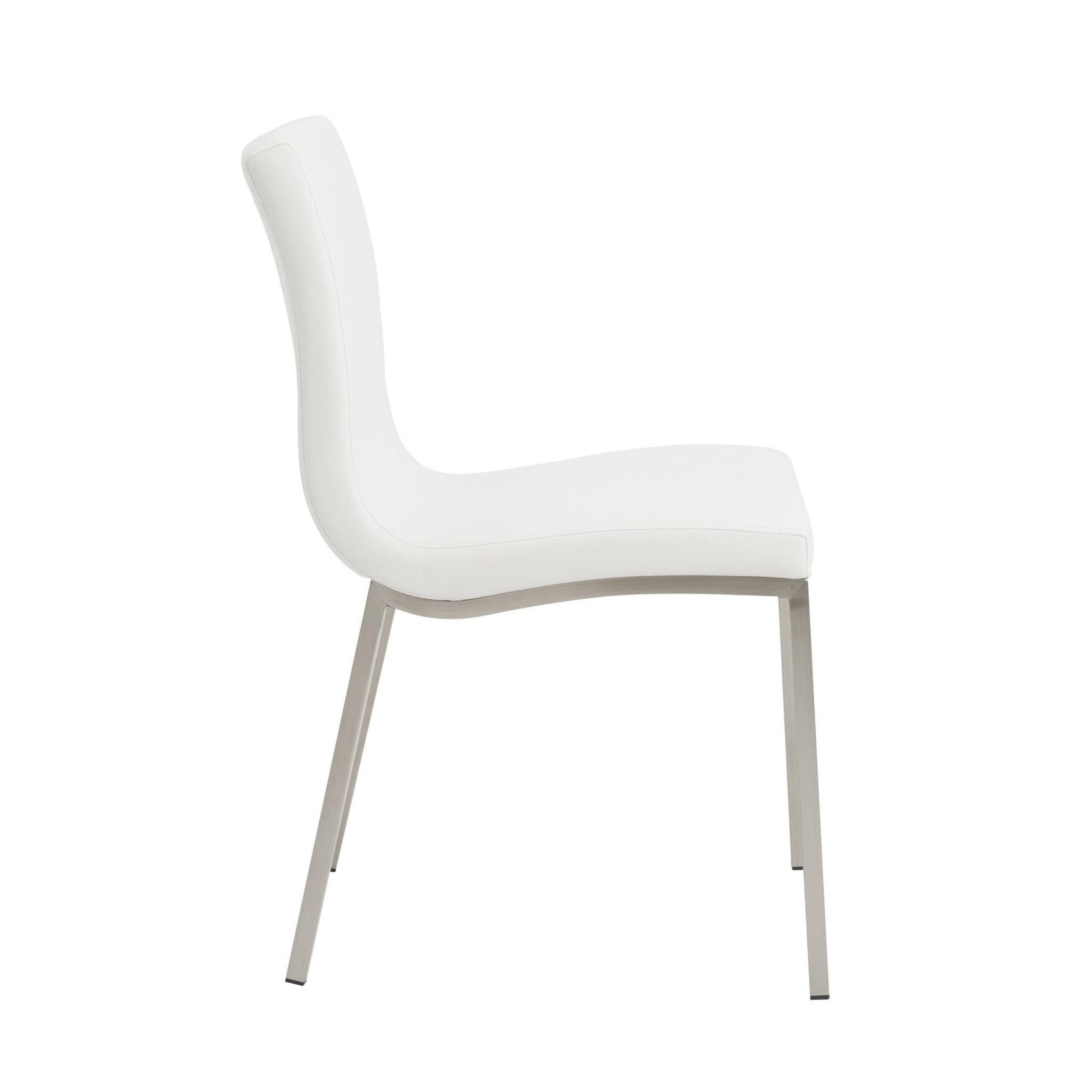 Set of Two Minimalist White Faux Faux Leather Chairs