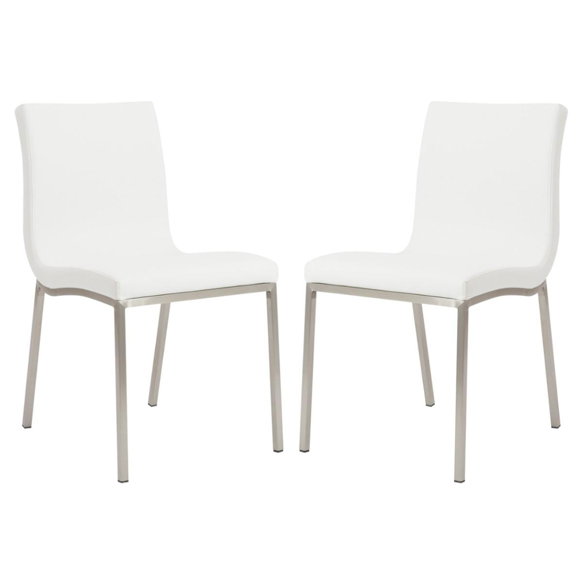 Set of Two Minimalist White Faux Faux Leather Chairs