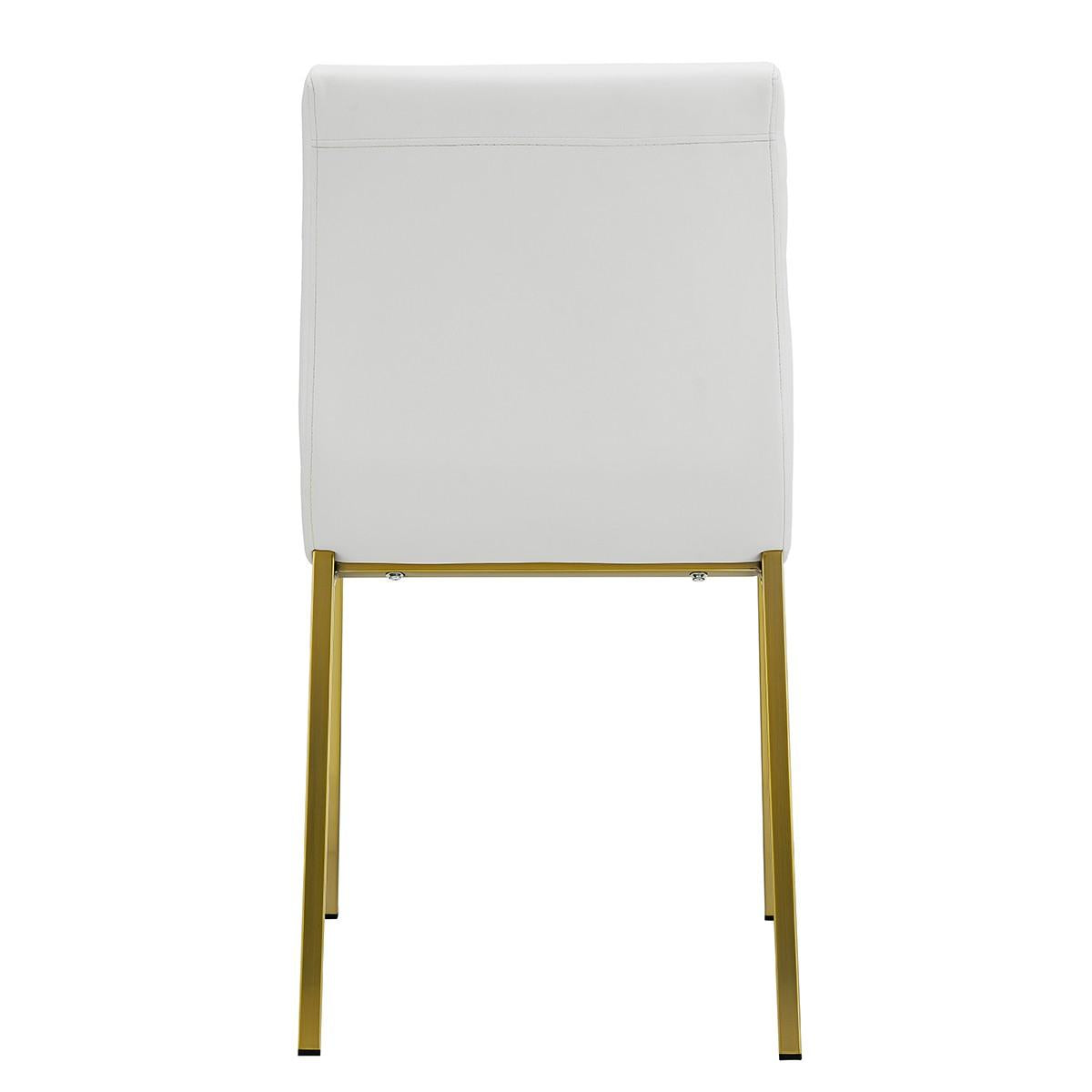 Set of Two Minimalist White Faux Faux Leather and Gold Chairs