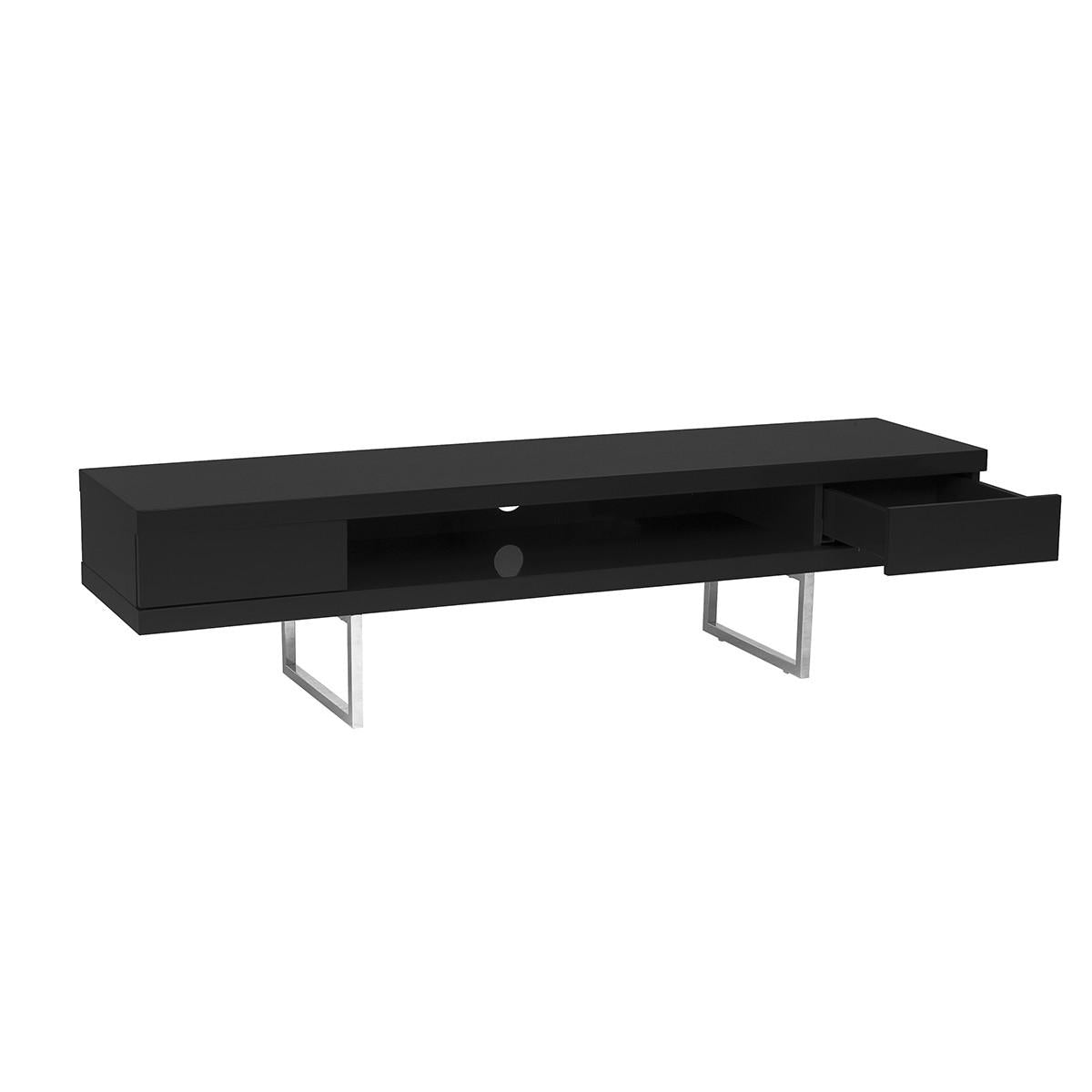 High Gloss Black on Chrome TV Stand Media Center