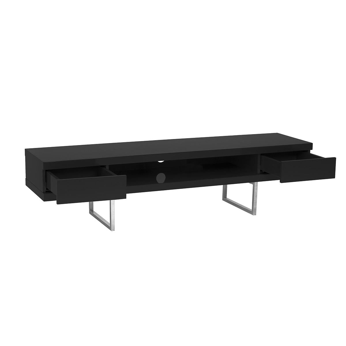 High Gloss Black on Chrome TV Stand Media Center