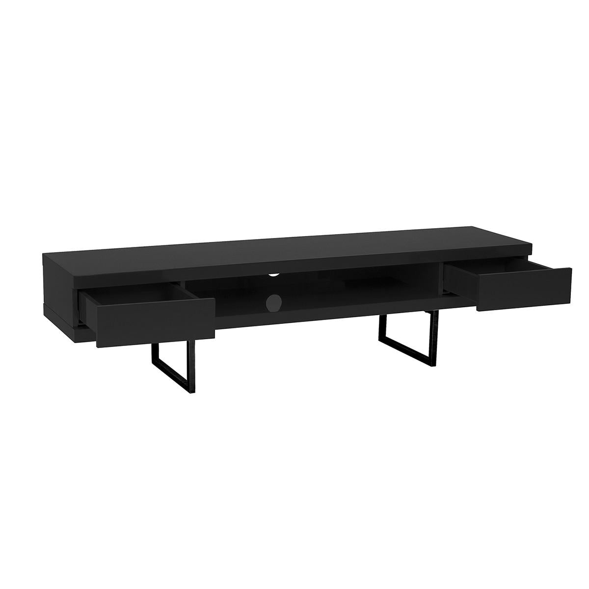 High Gloss Black on Black TV Stand Media Center