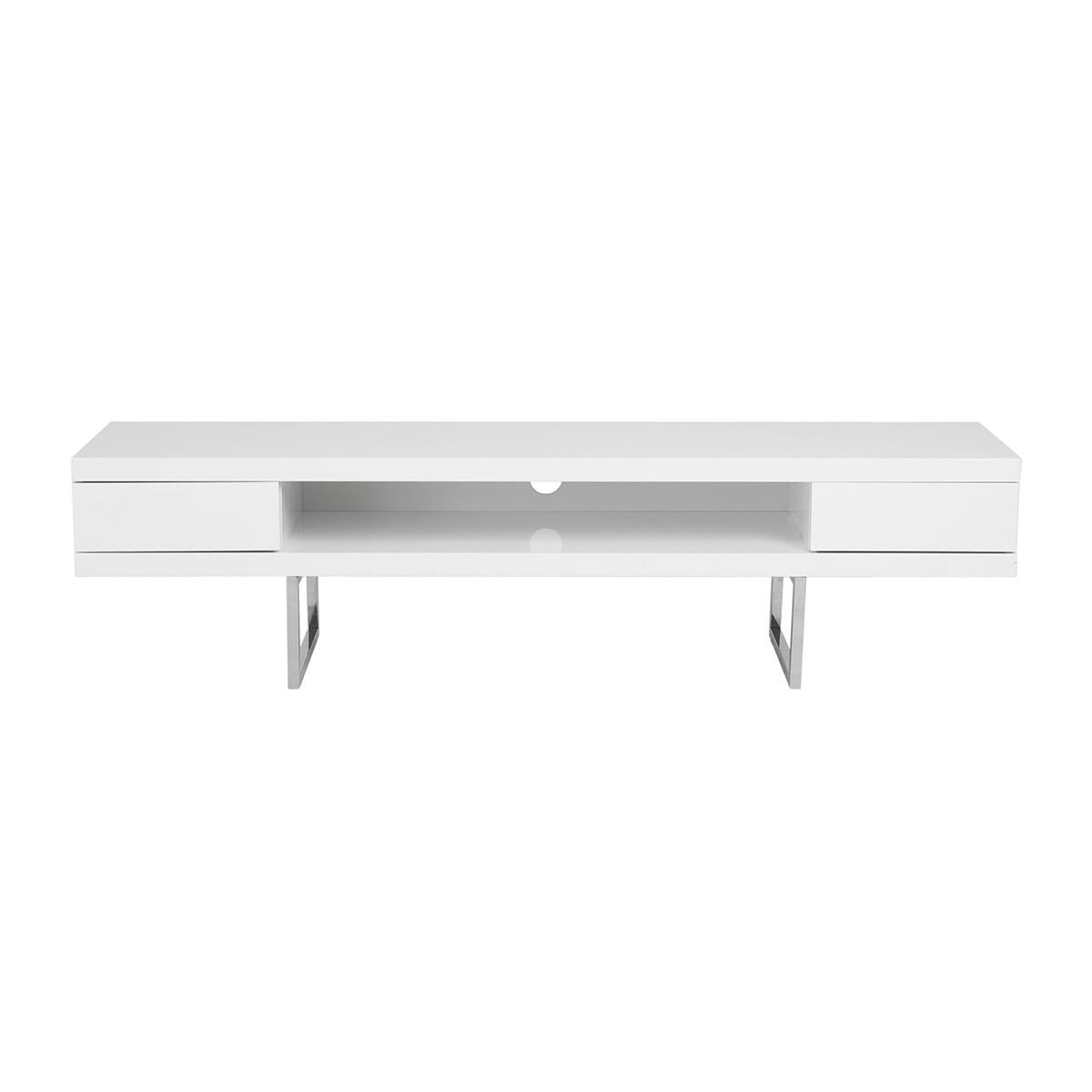 High Gloss White on Chrome TV Stand Media Center