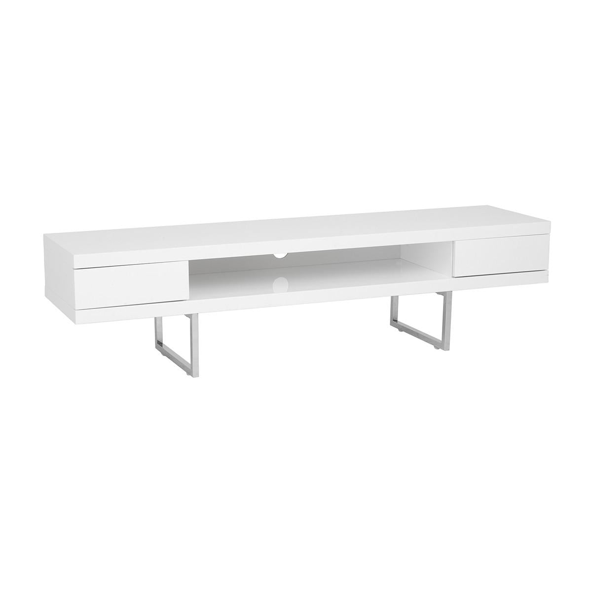 High Gloss White on Chrome TV Stand Media Center