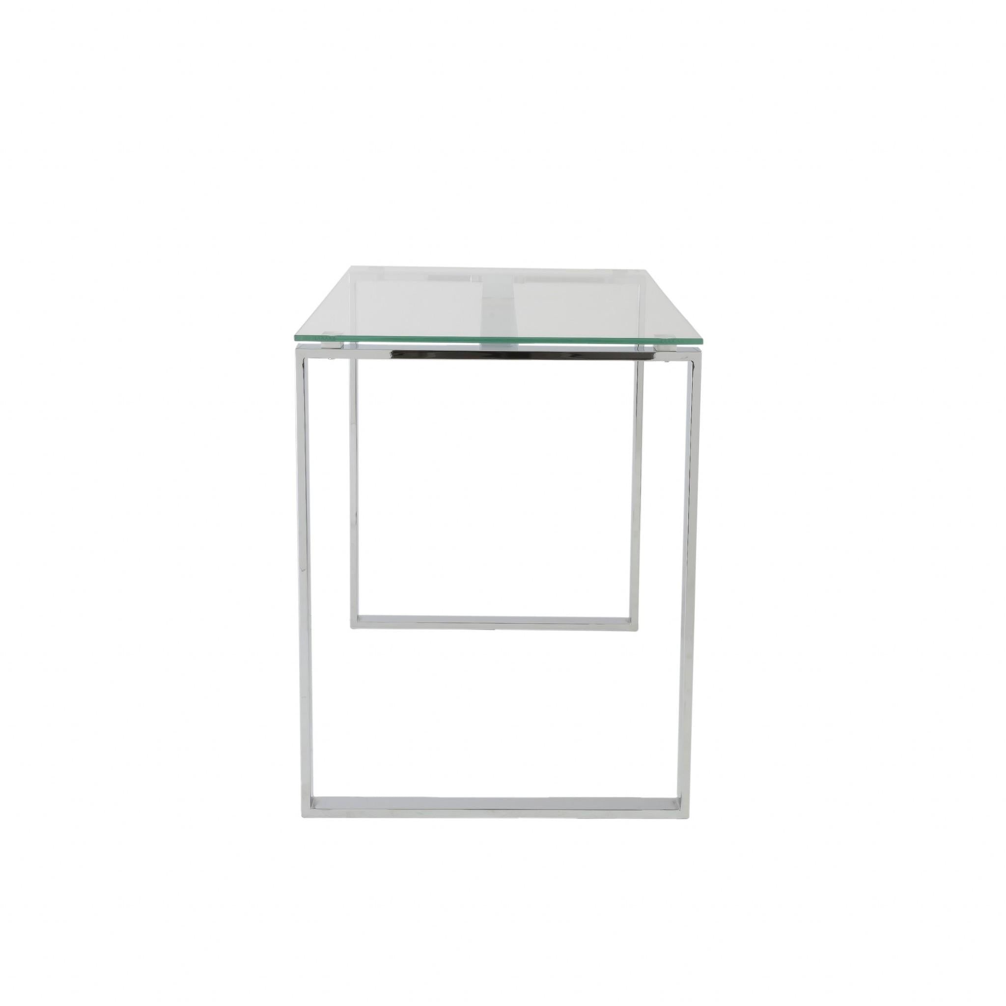 Pro Mod Clear Glass and Polished Stainless Steel Desk