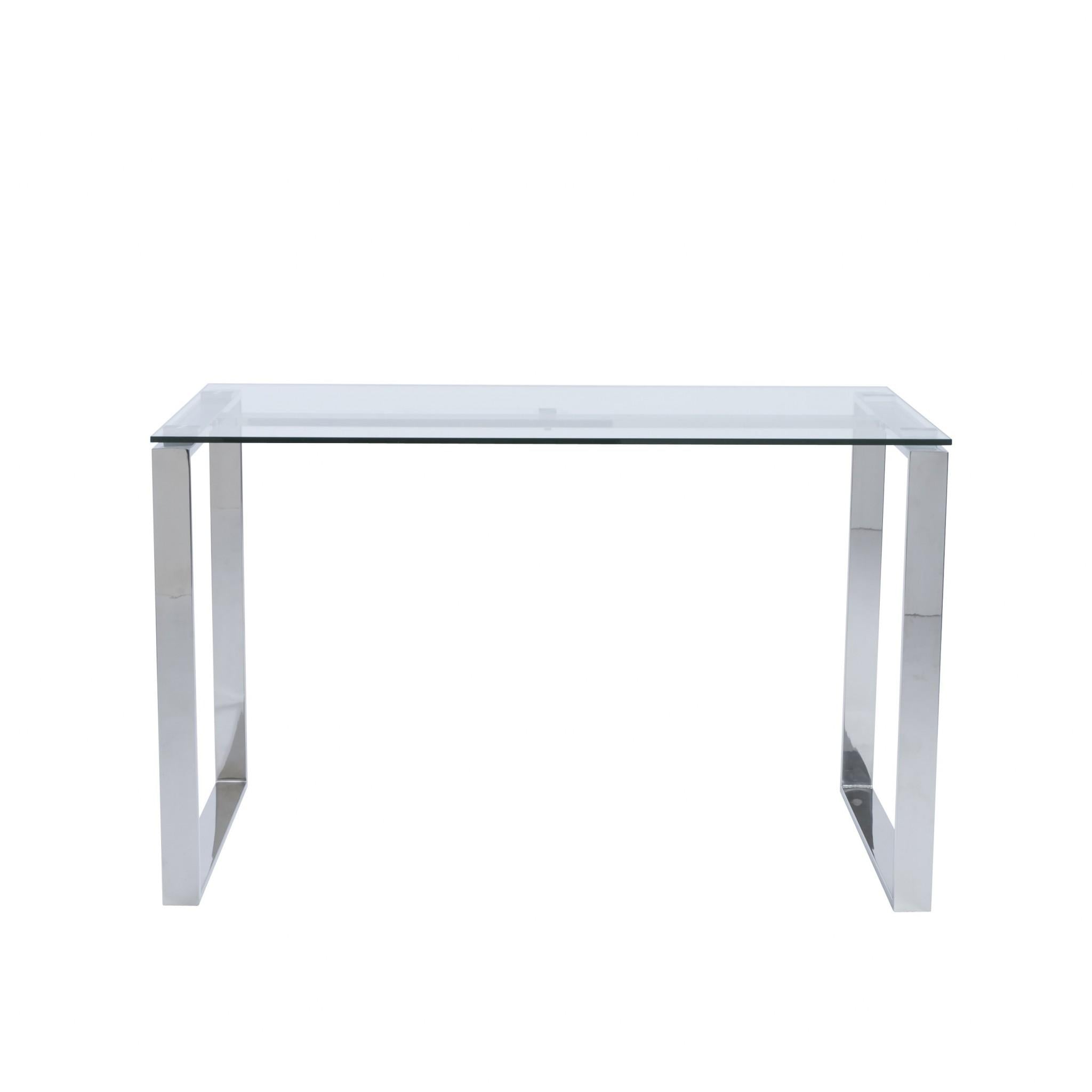 Pro Mod Clear Glass and Polished Stainless Steel Desk