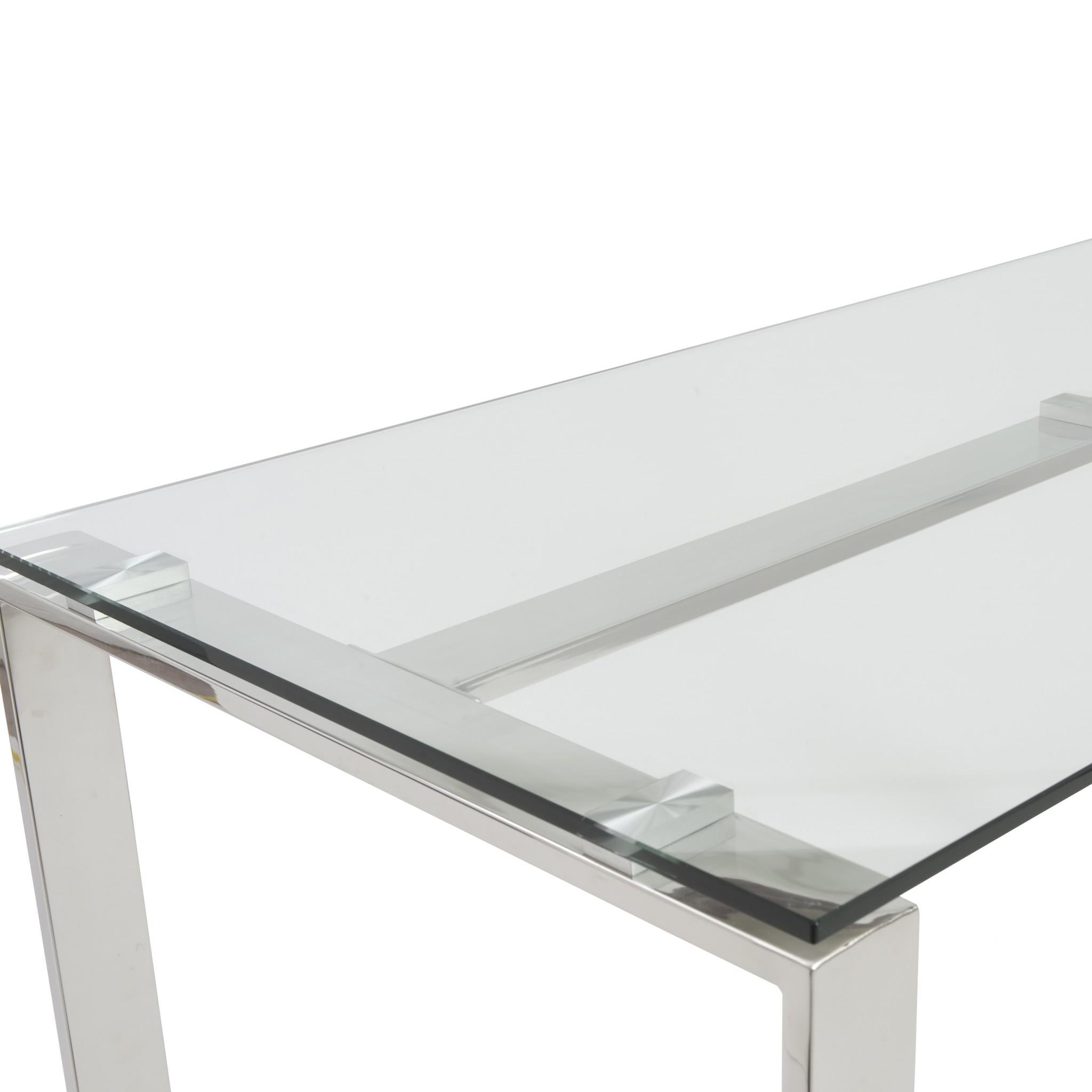 Pro Mod Clear Glass and Polished Stainless Steel Desk