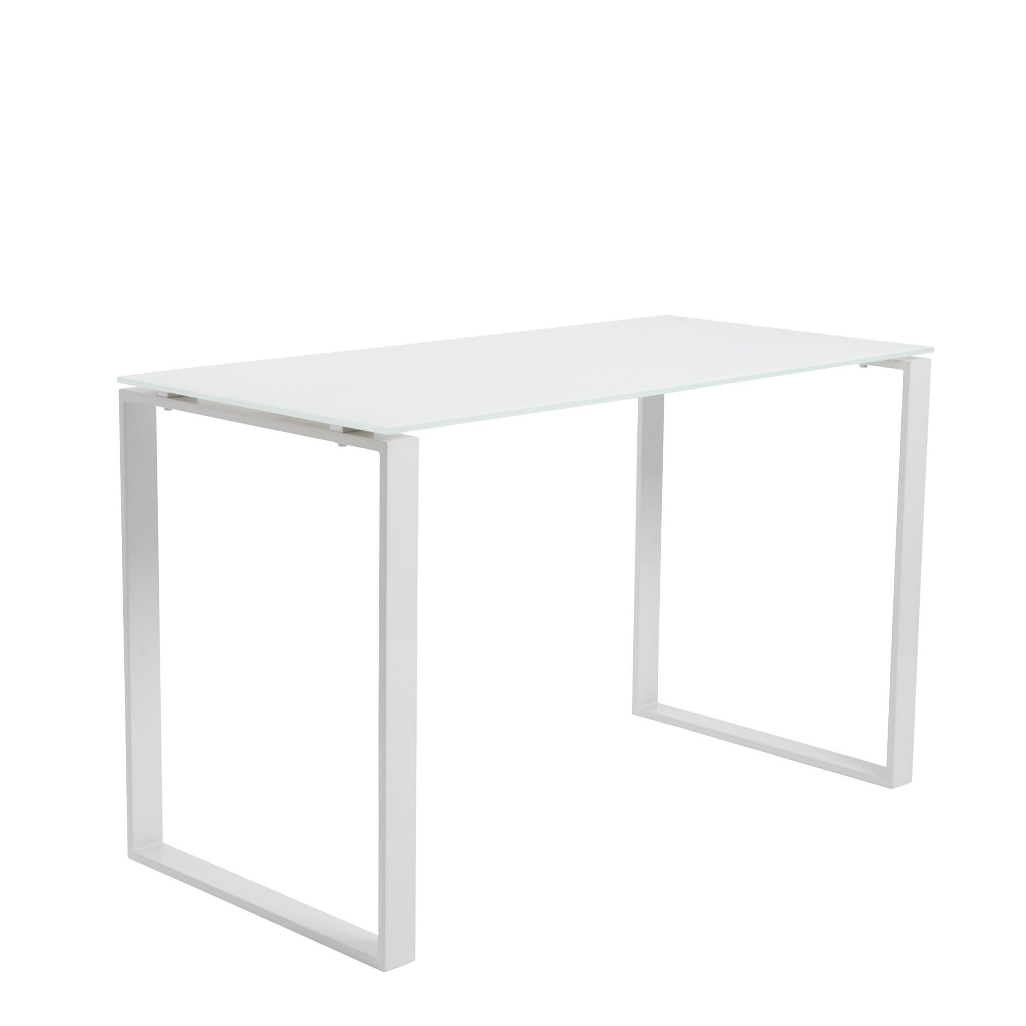 Pro Mod White Glass and White Steel Desk