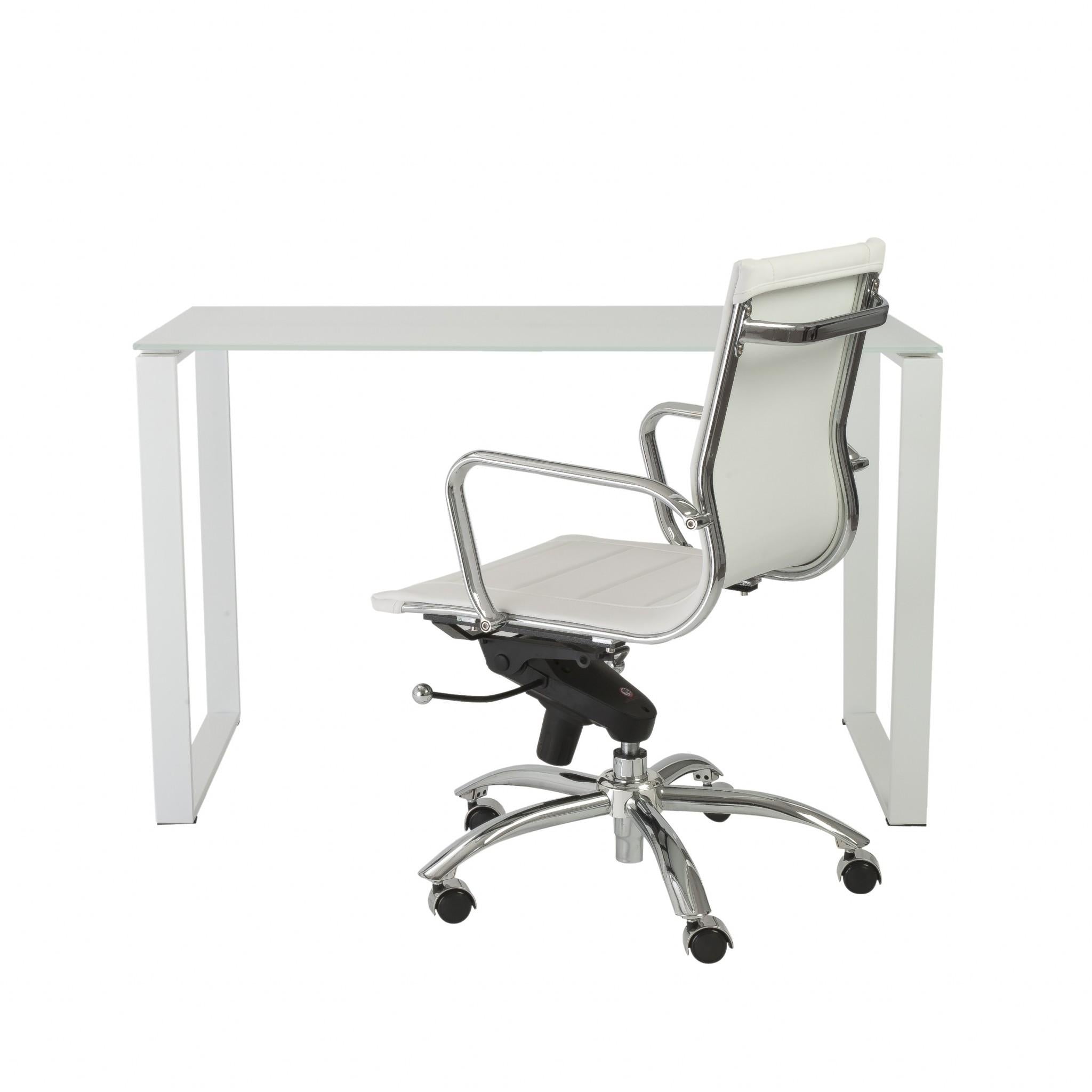 Pro Mod White Glass and White Steel Desk