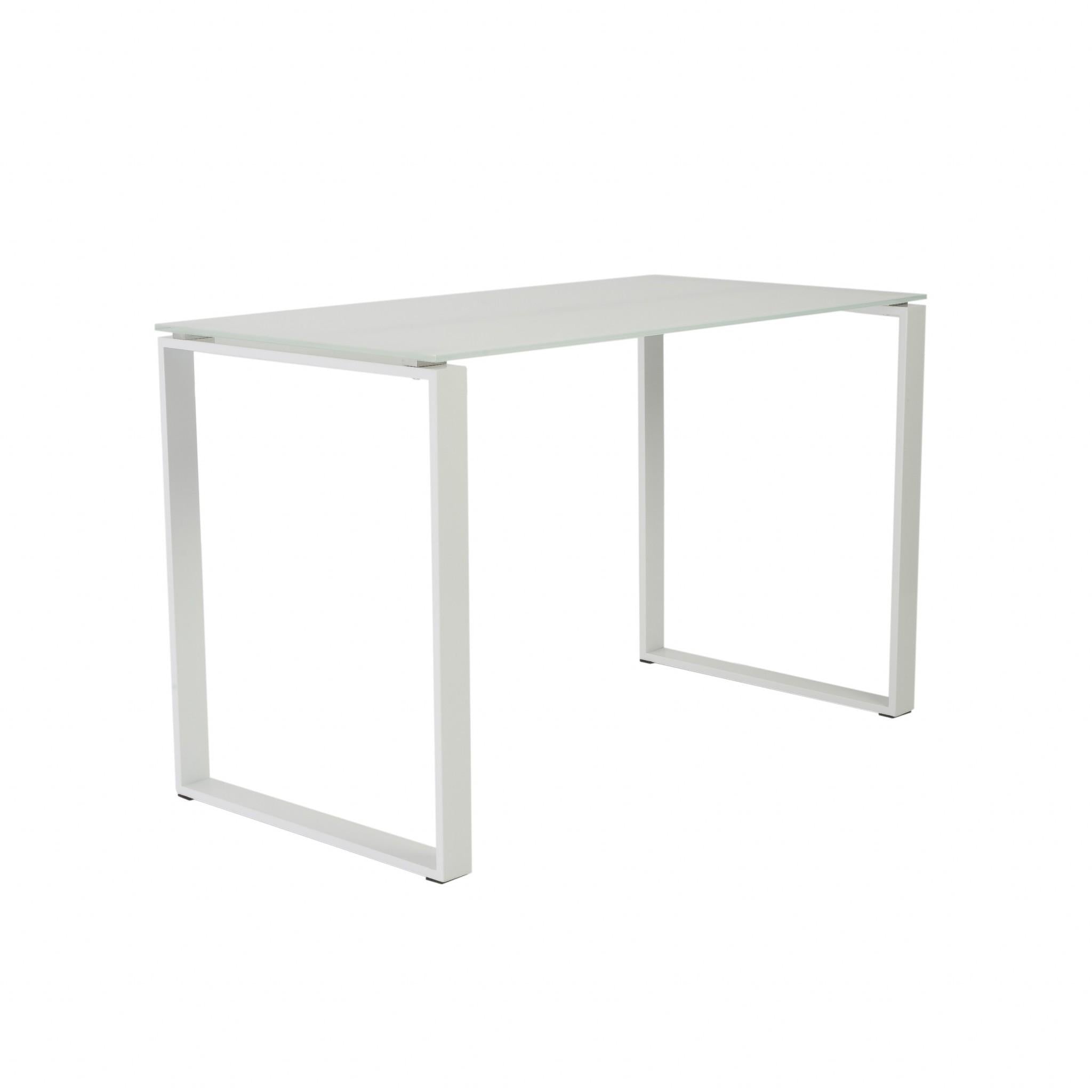 Pro Mod White Glass and White Steel Desk