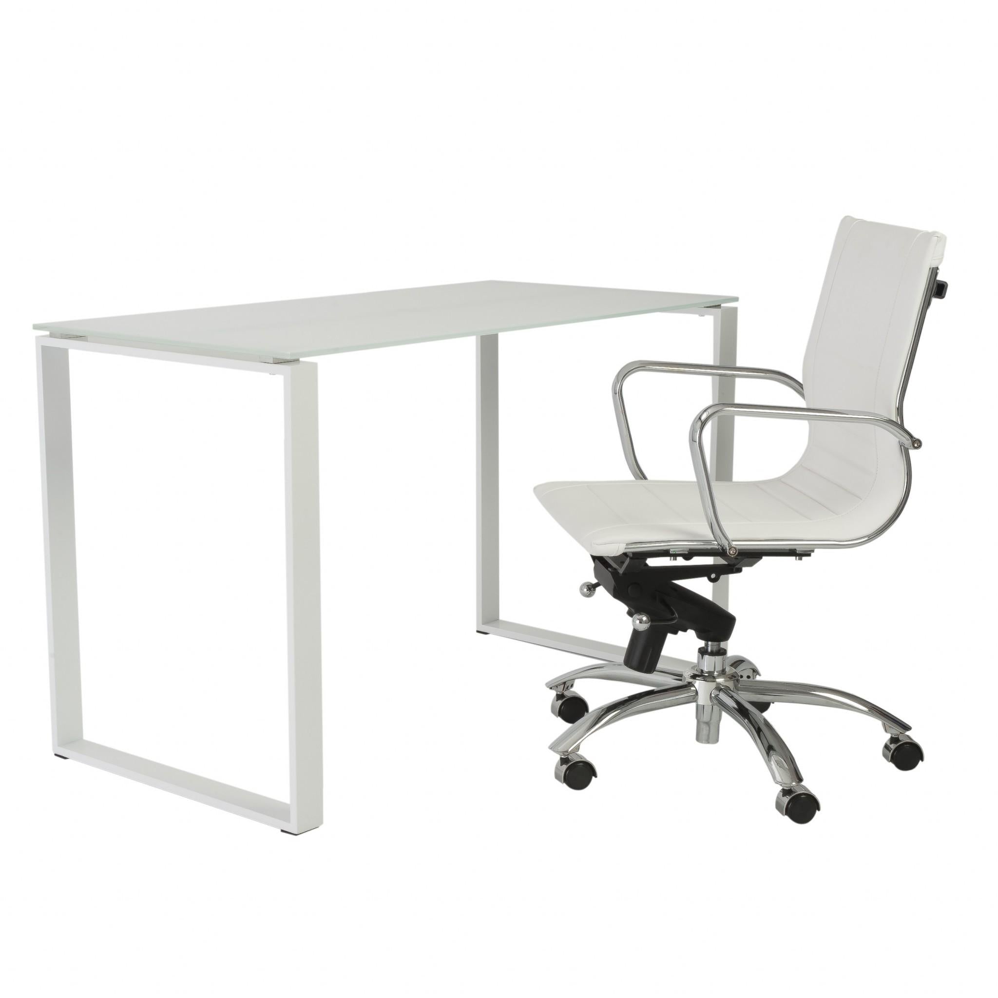 Pro Mod White Glass and White Steel Desk