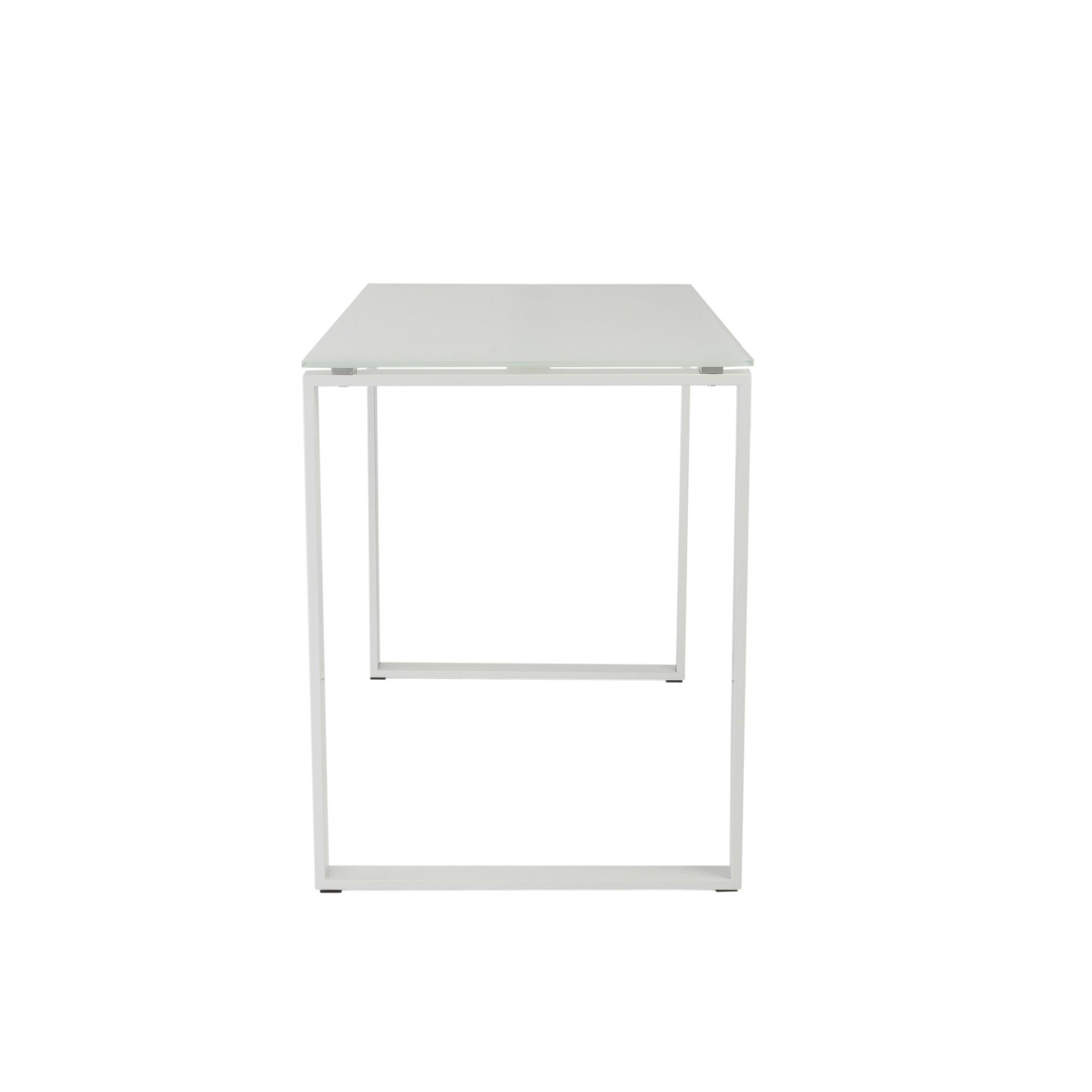 Pro Mod White Glass and White Steel Desk