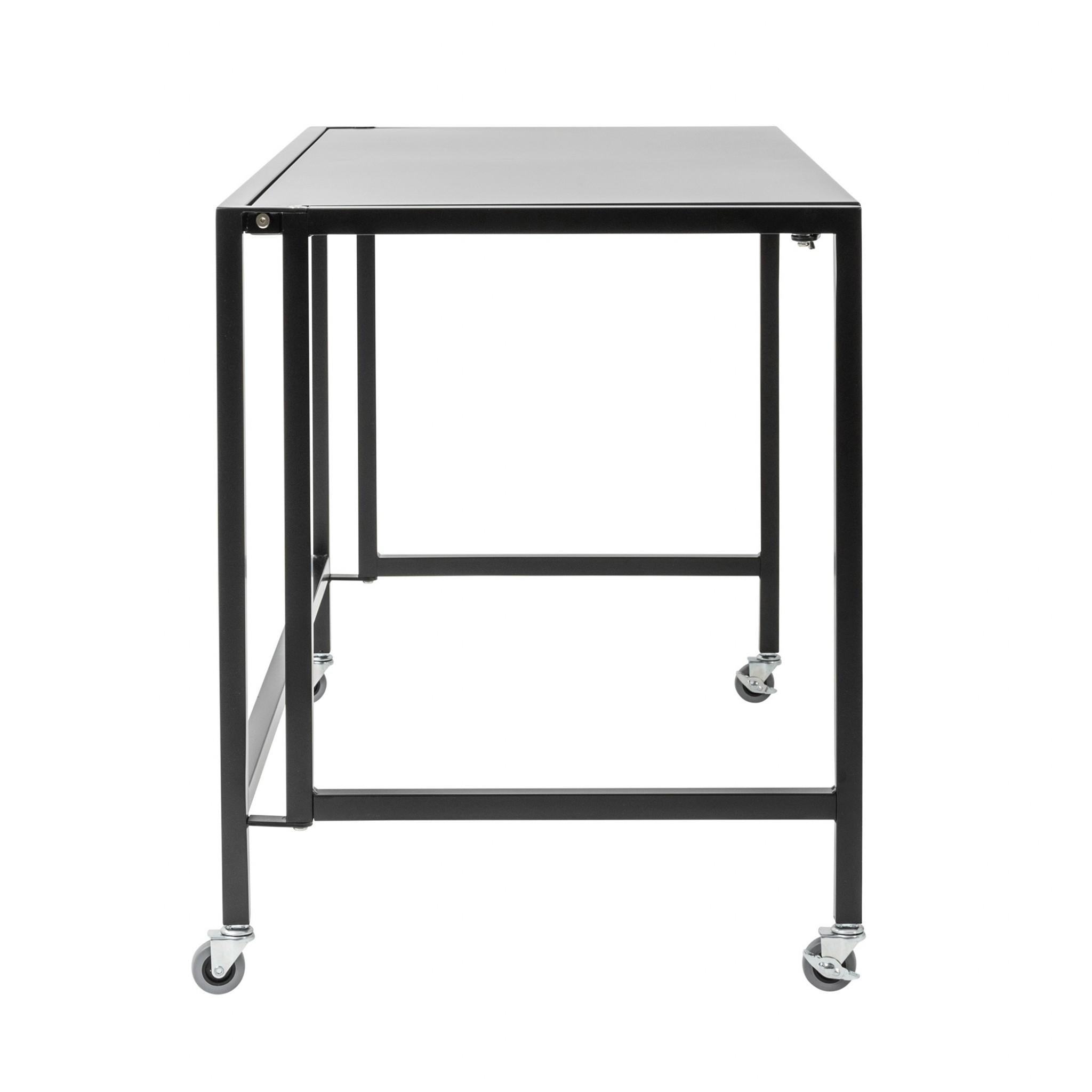 Matte Black Minimalist Metal Folding Table Desk