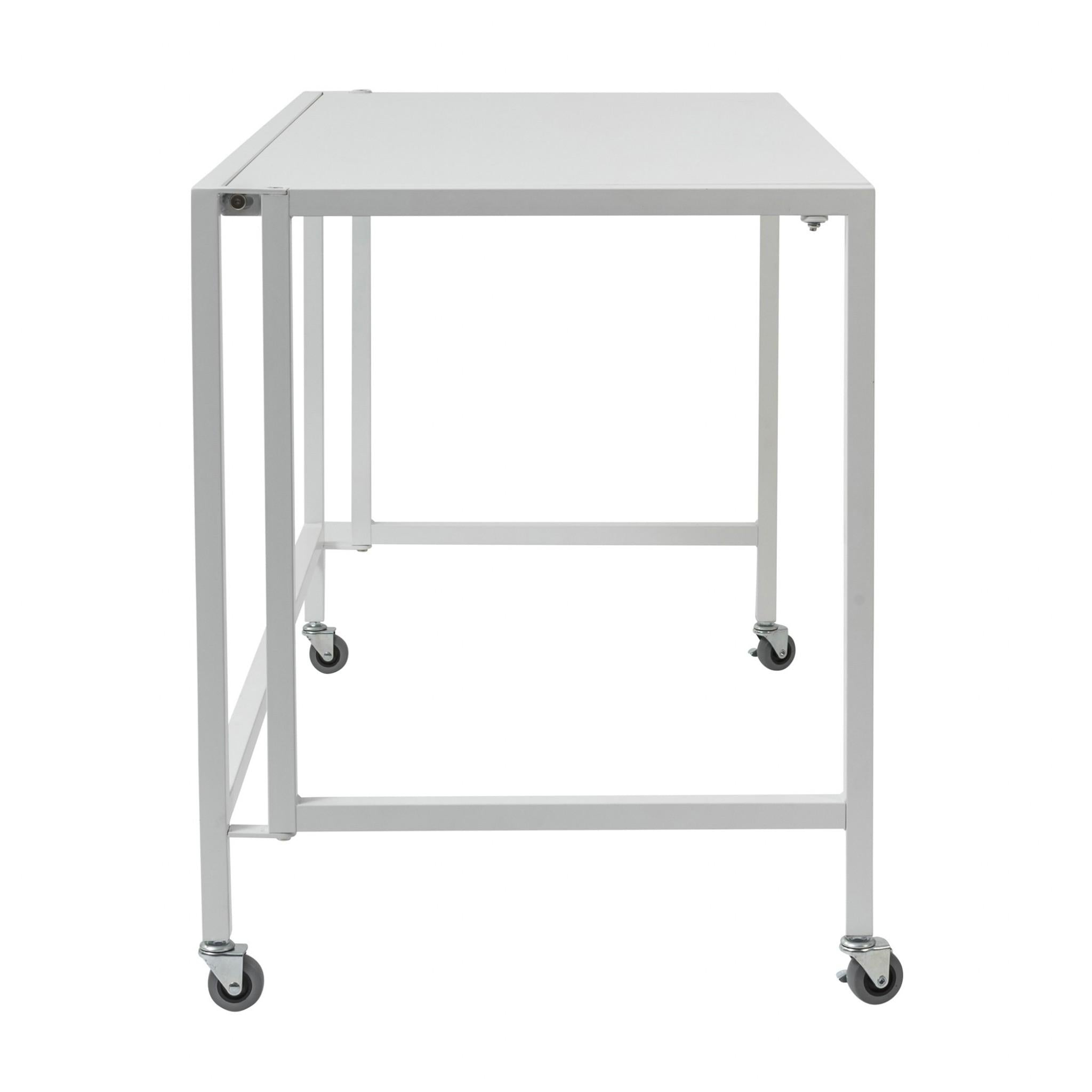 Matte White Metal Minimalist Folding Table Desk