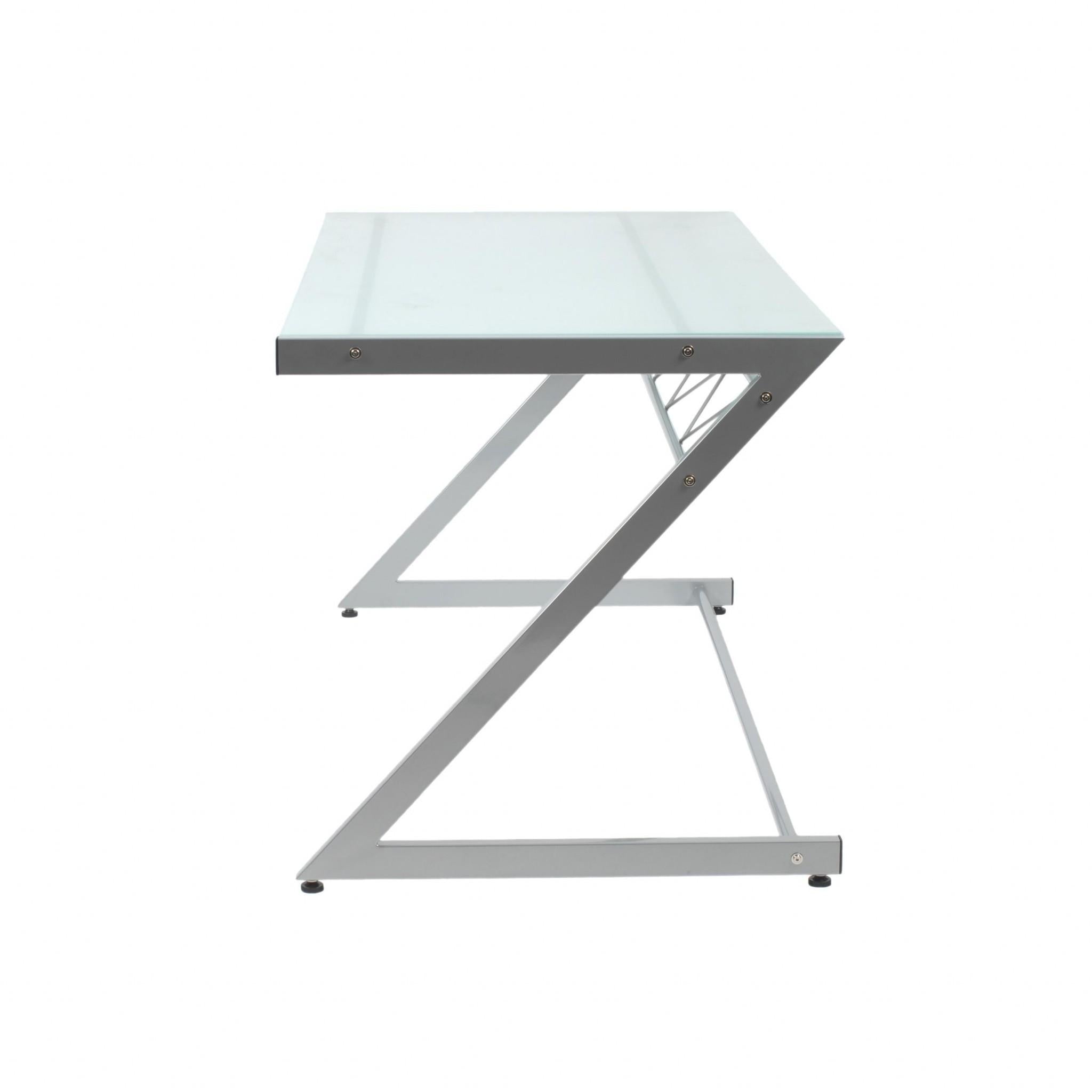 Contemporary Chrome and Frosted Glass Desk