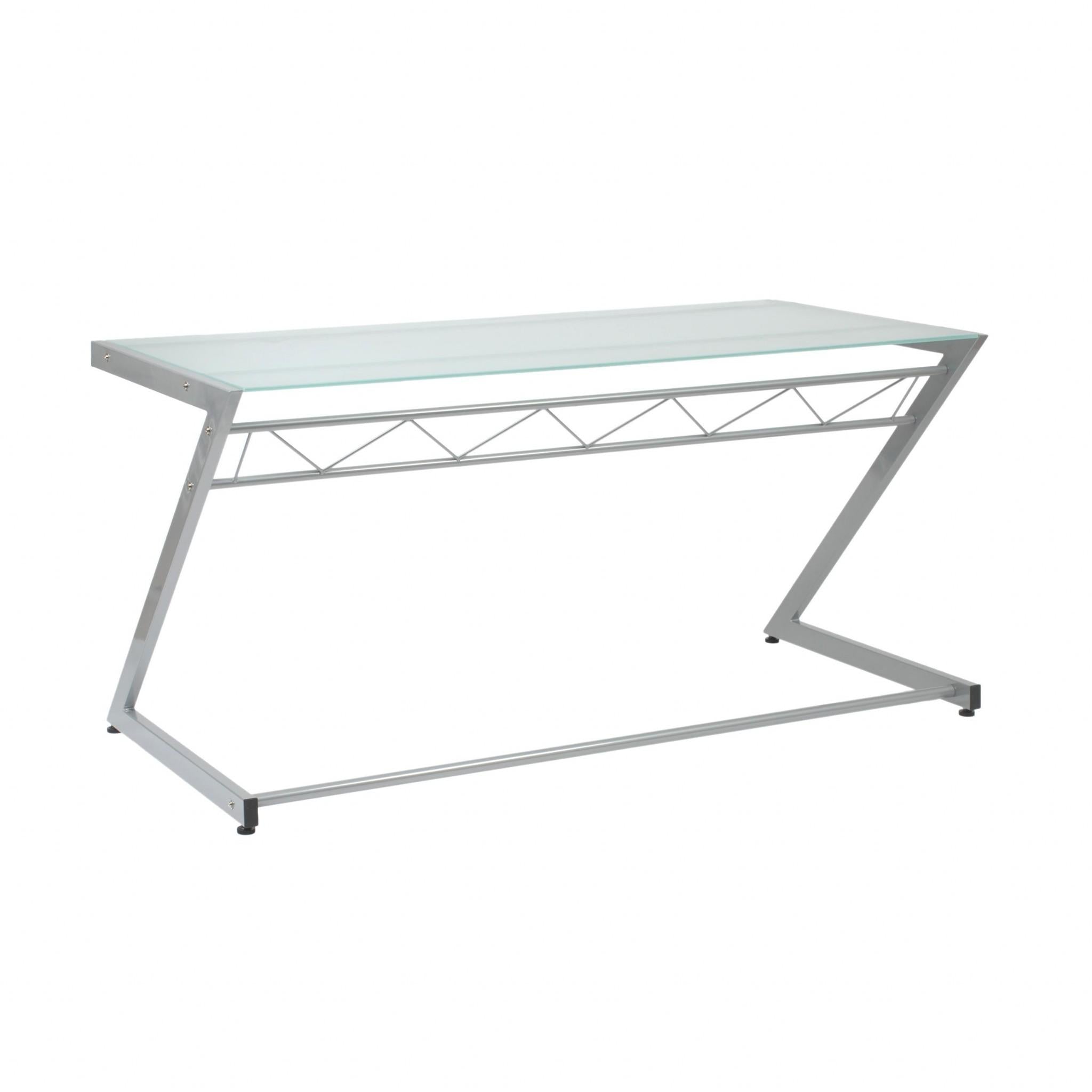 Contemporary Chrome and Frosted Glass Desk