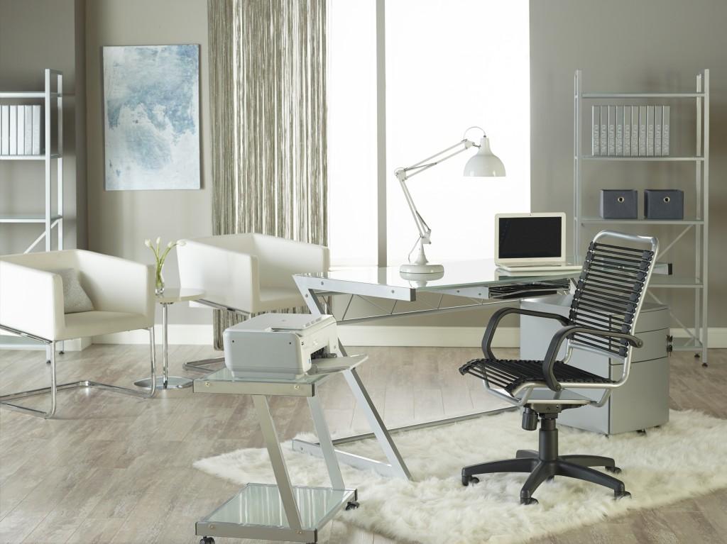 Contemporary Chrome and Frosted Glass Desk