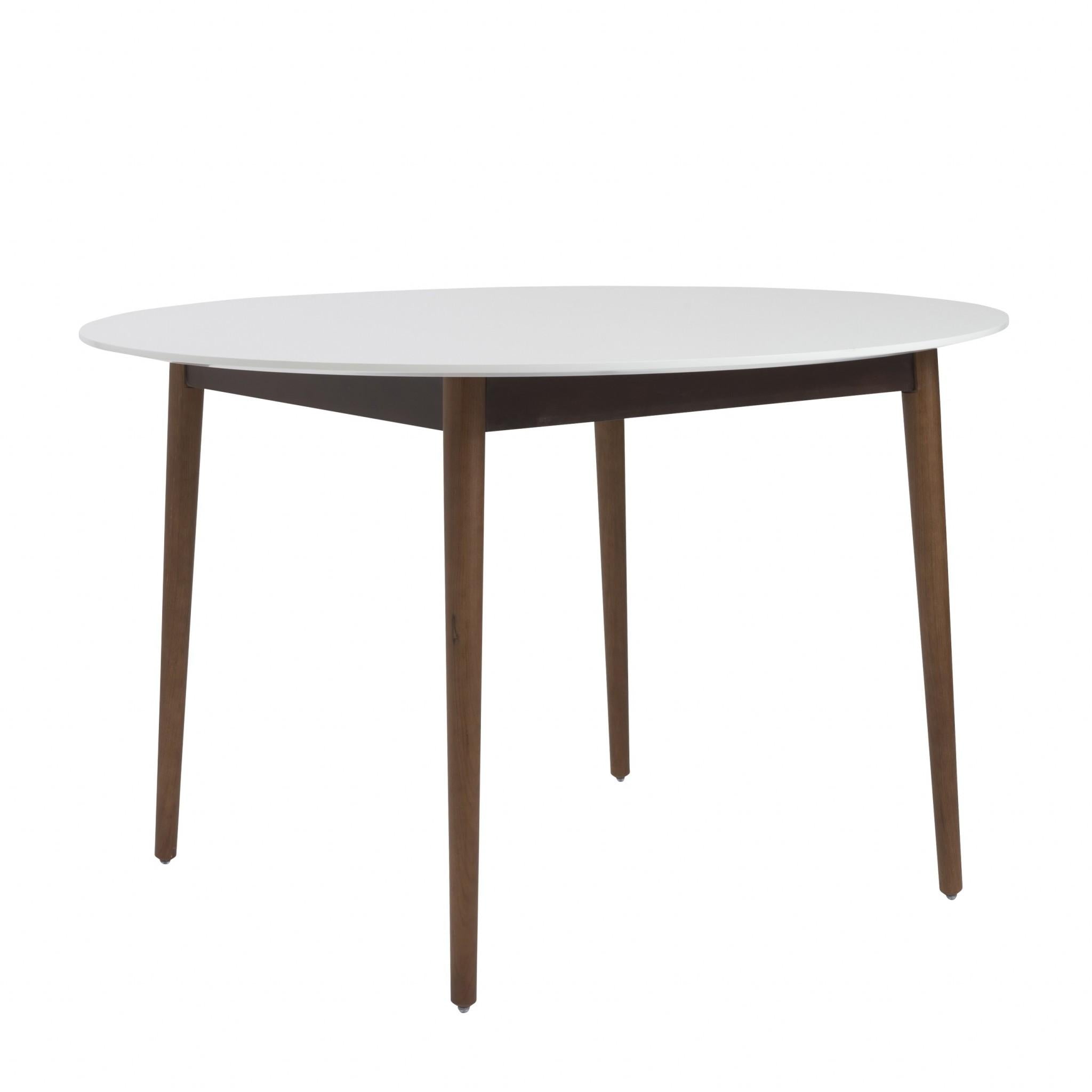 Round White and Brown Wooden Table