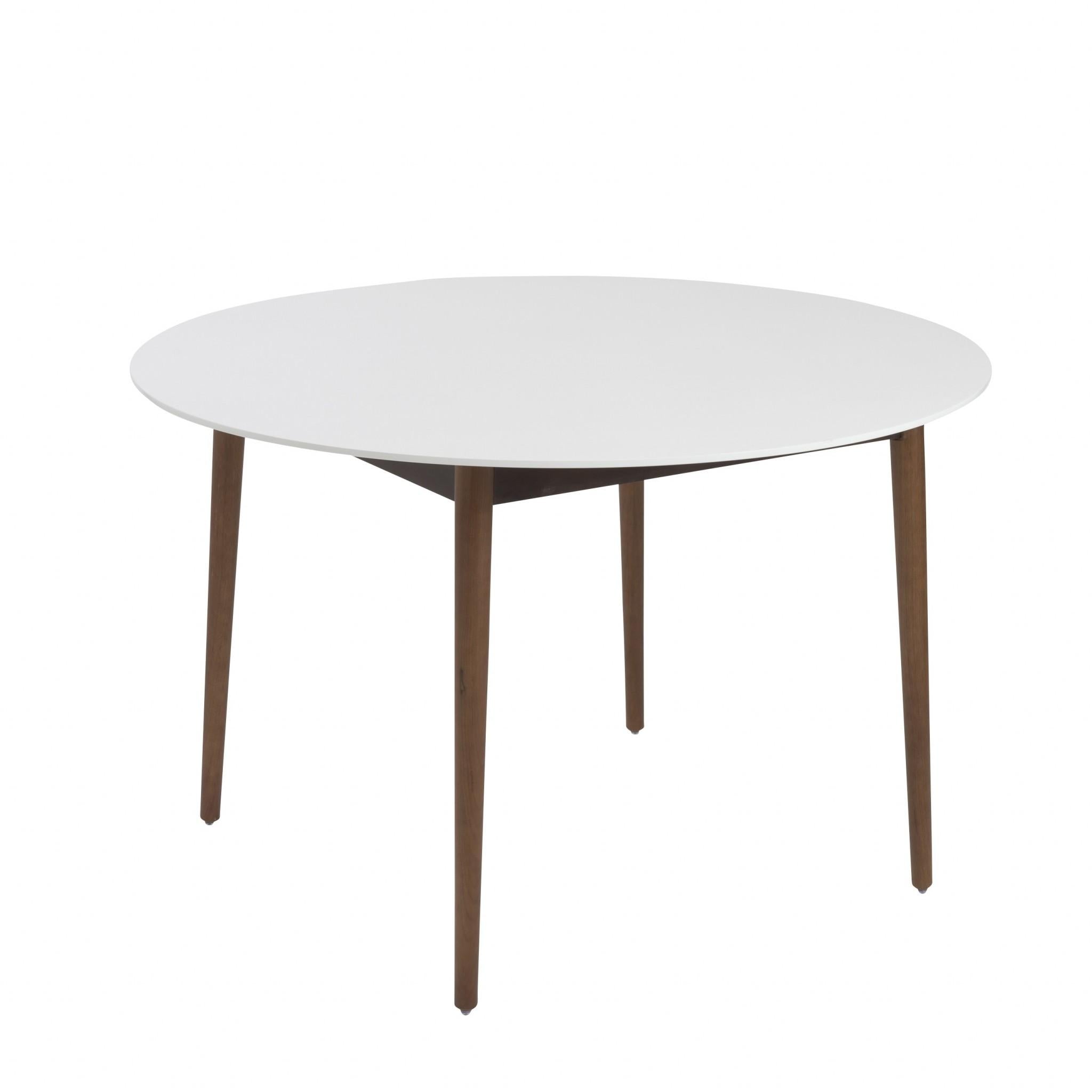 Round White and Brown Wooden Table