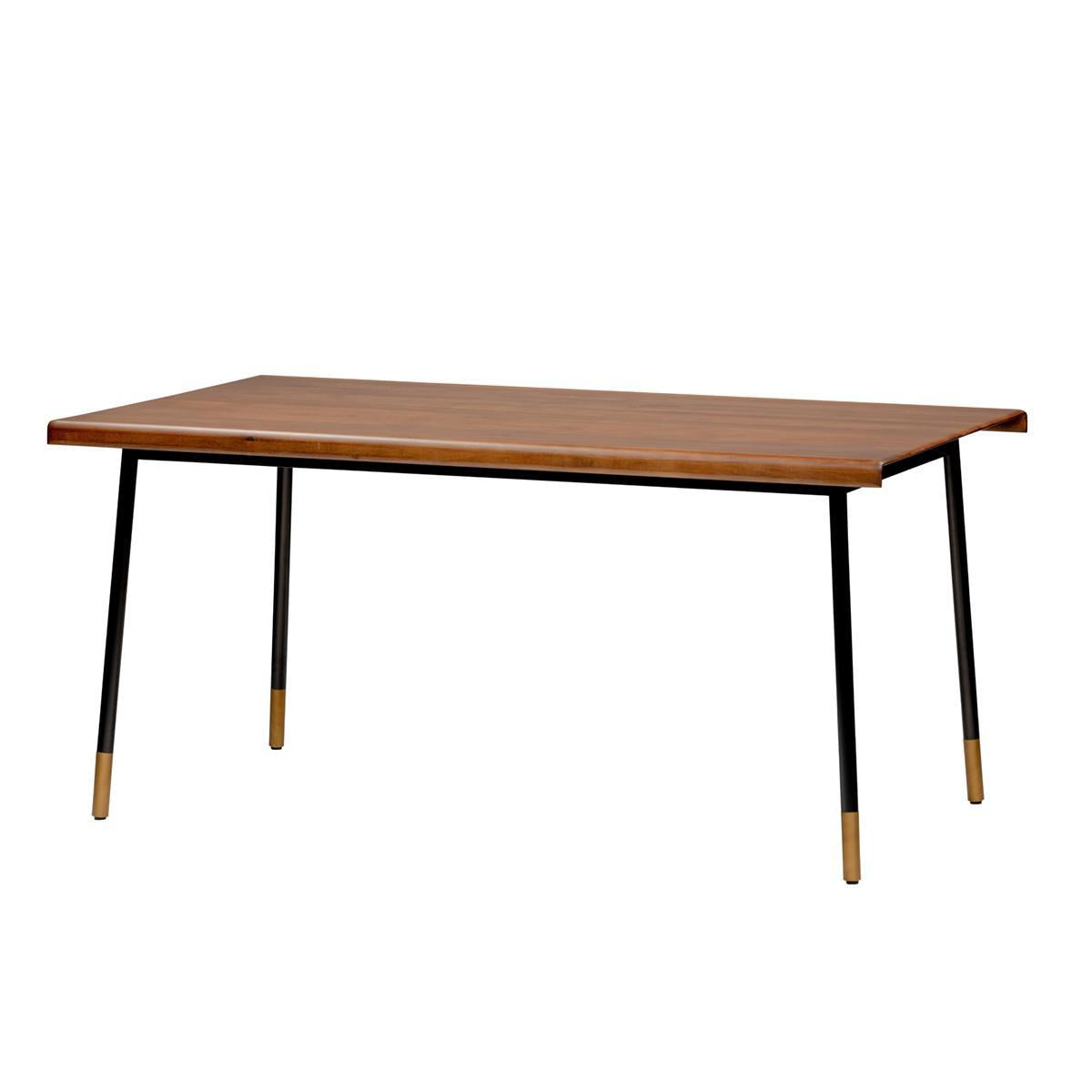 Brown Wood Dining Table with Black Steel Legs