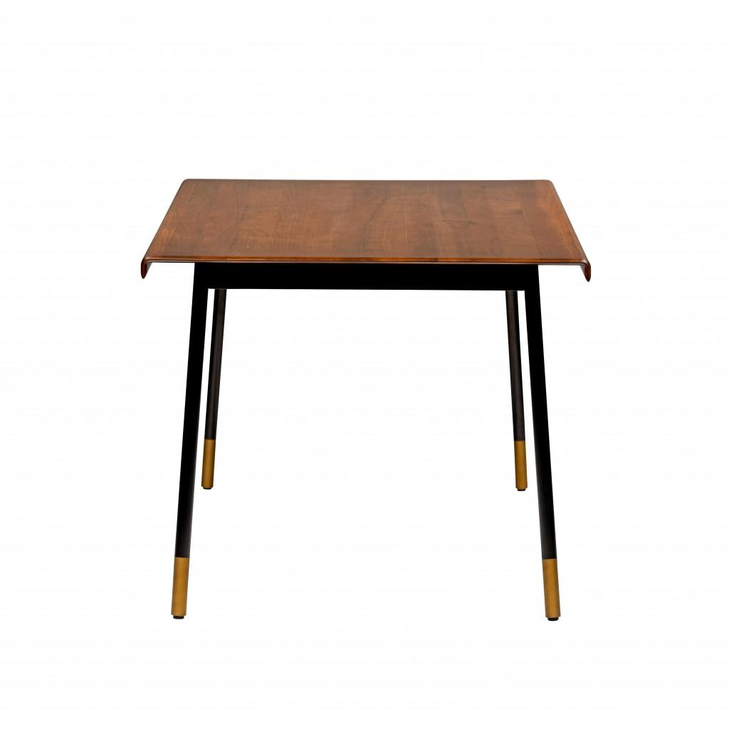 Brown Wood Dining Table with Black Steel Legs