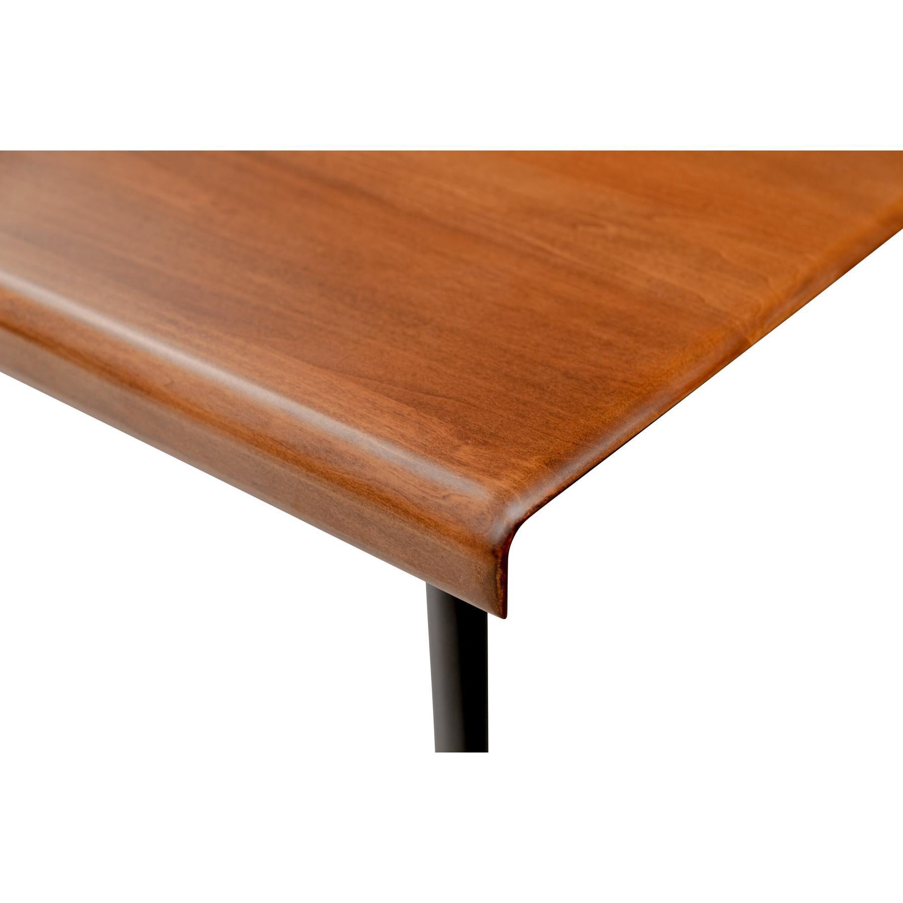 Brown Wood Dining Table with Black Steel Legs