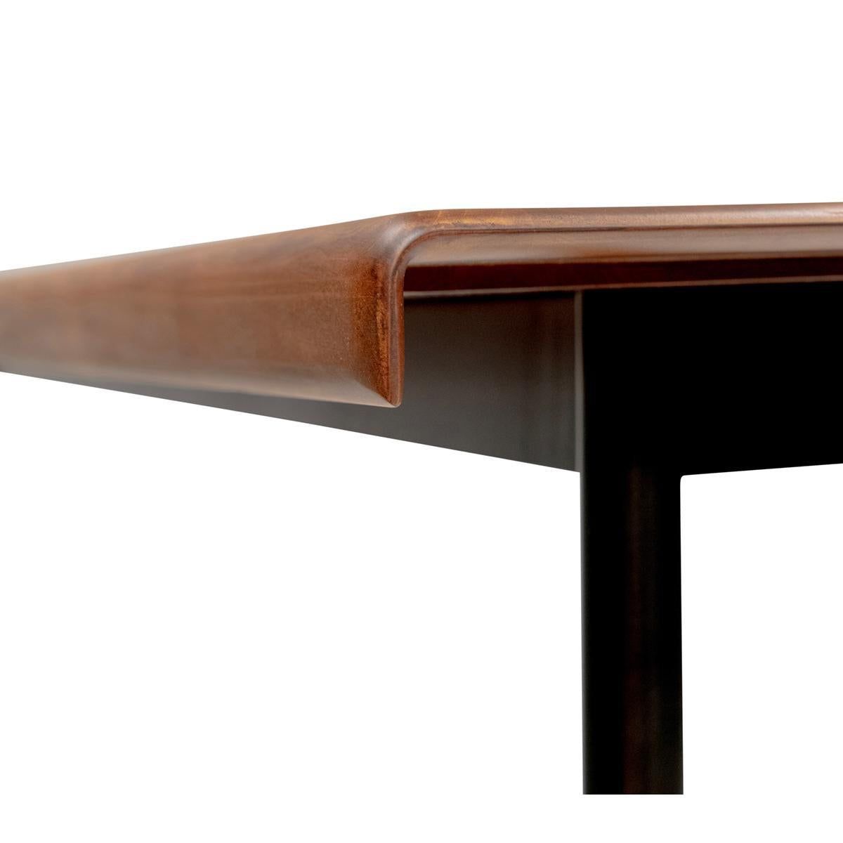 Brown Wood Dining Table with Black Steel Legs