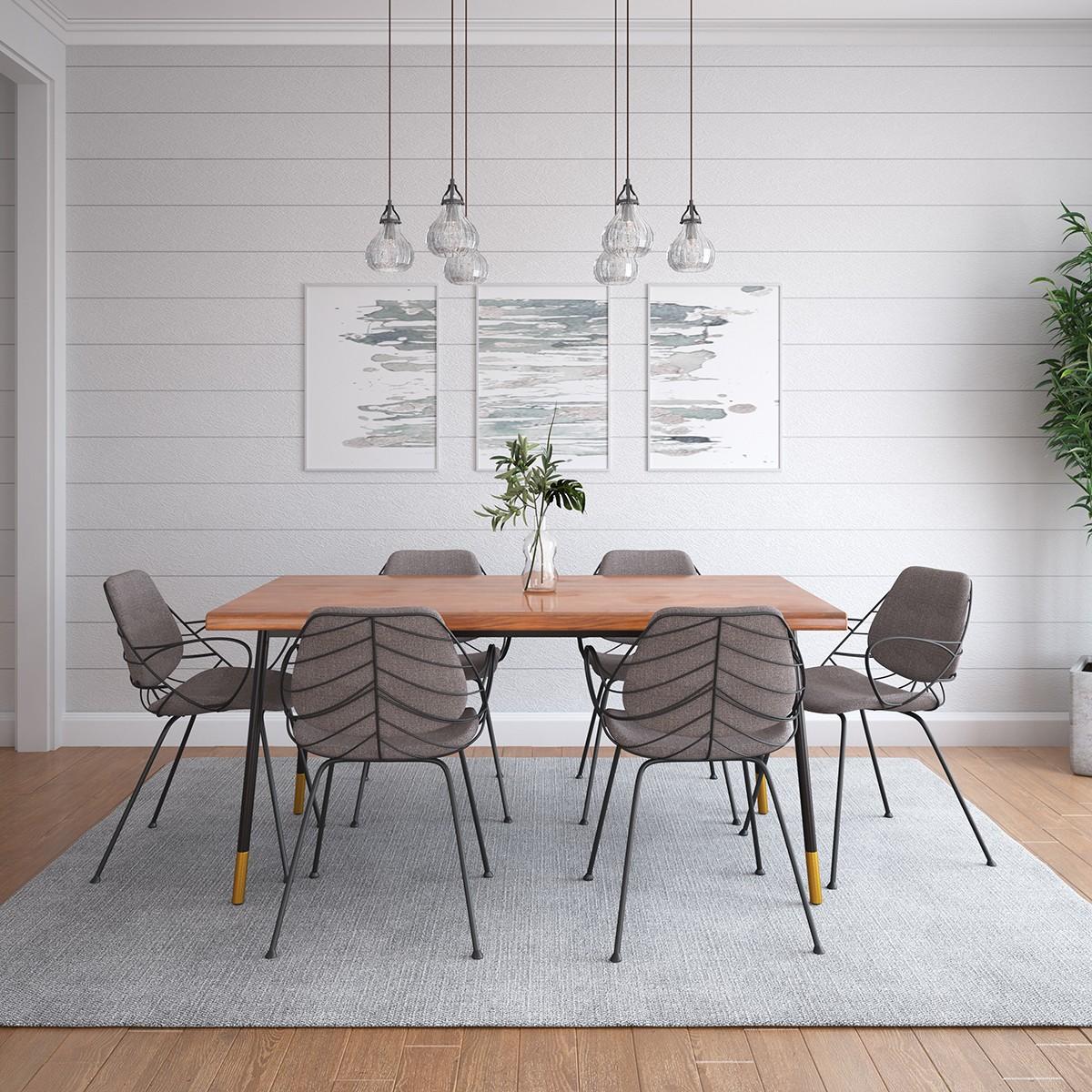 Brown Wood Dining Table with Black Steel Legs