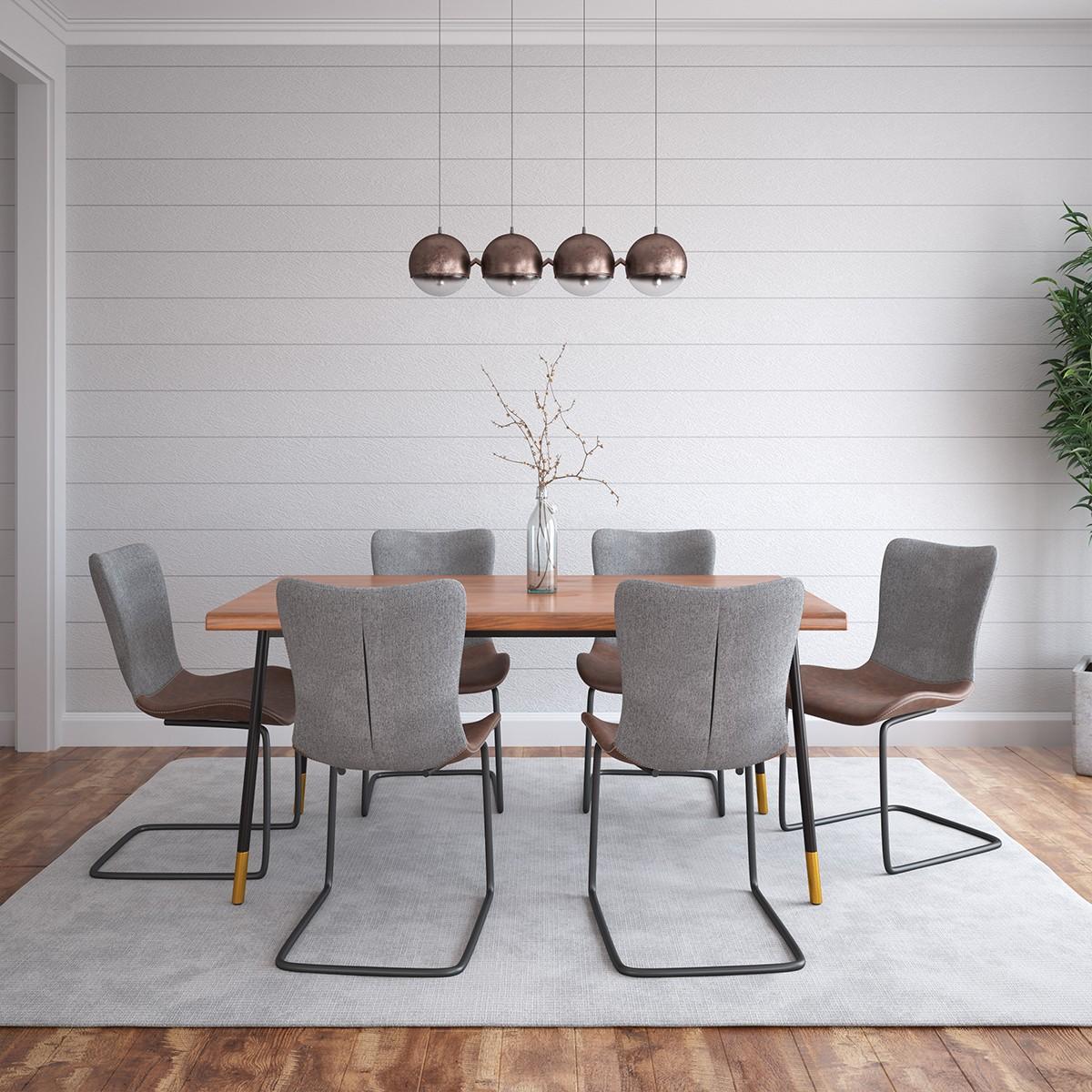 Brown Wood Dining Table with Black Steel Legs