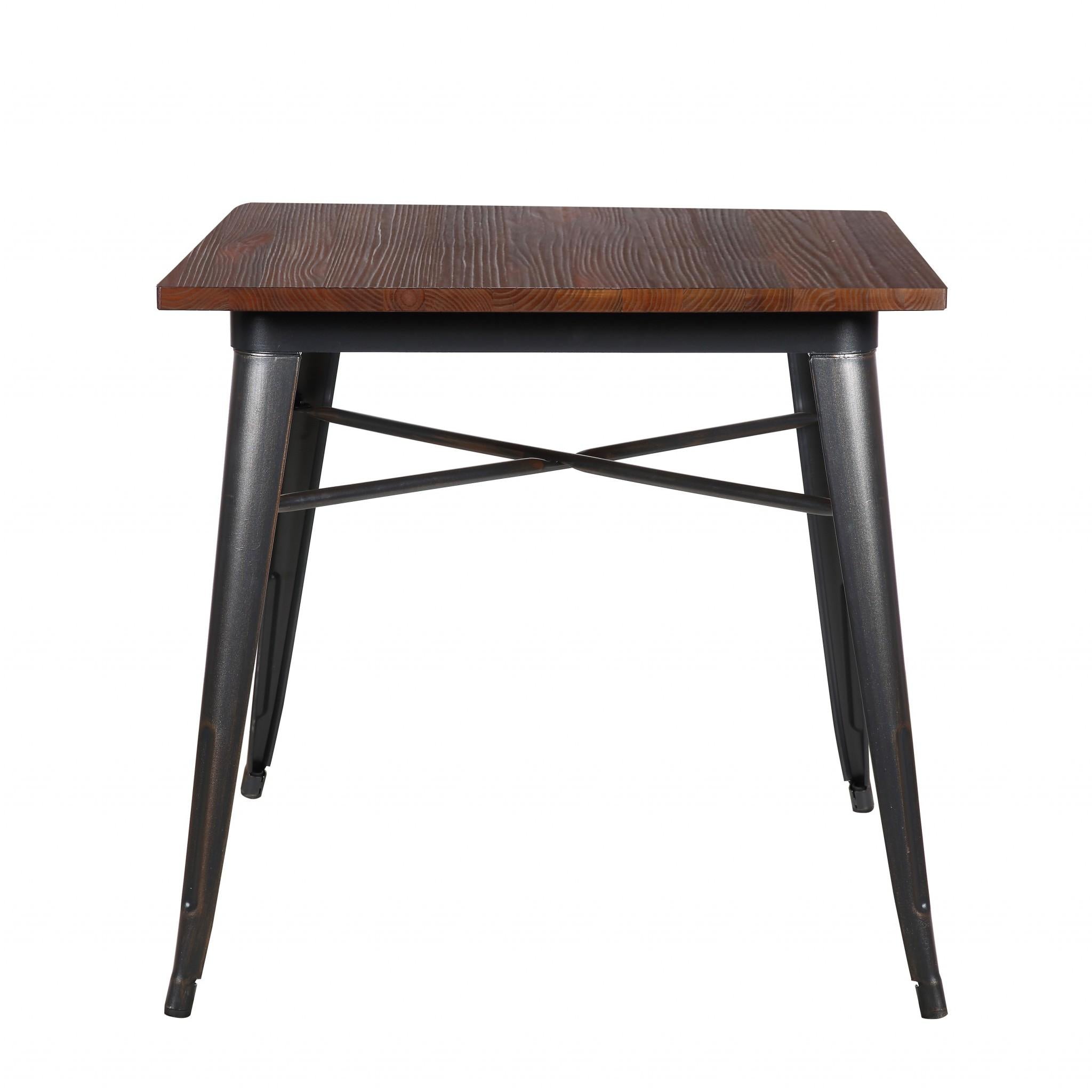 Mod Industrial Walnut and Black Square Dining Table
