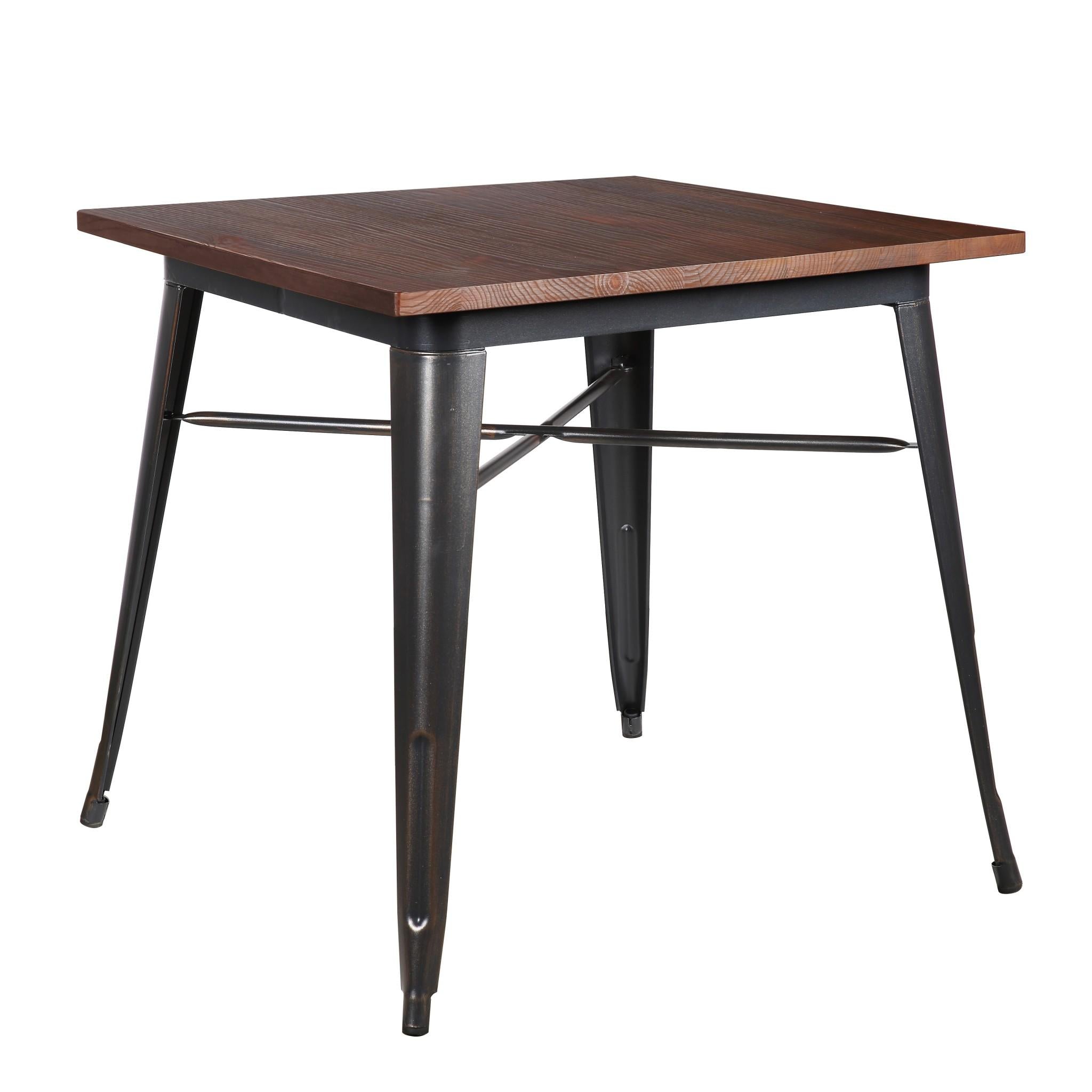 Mod Industrial Walnut and Black Square Dining Table
