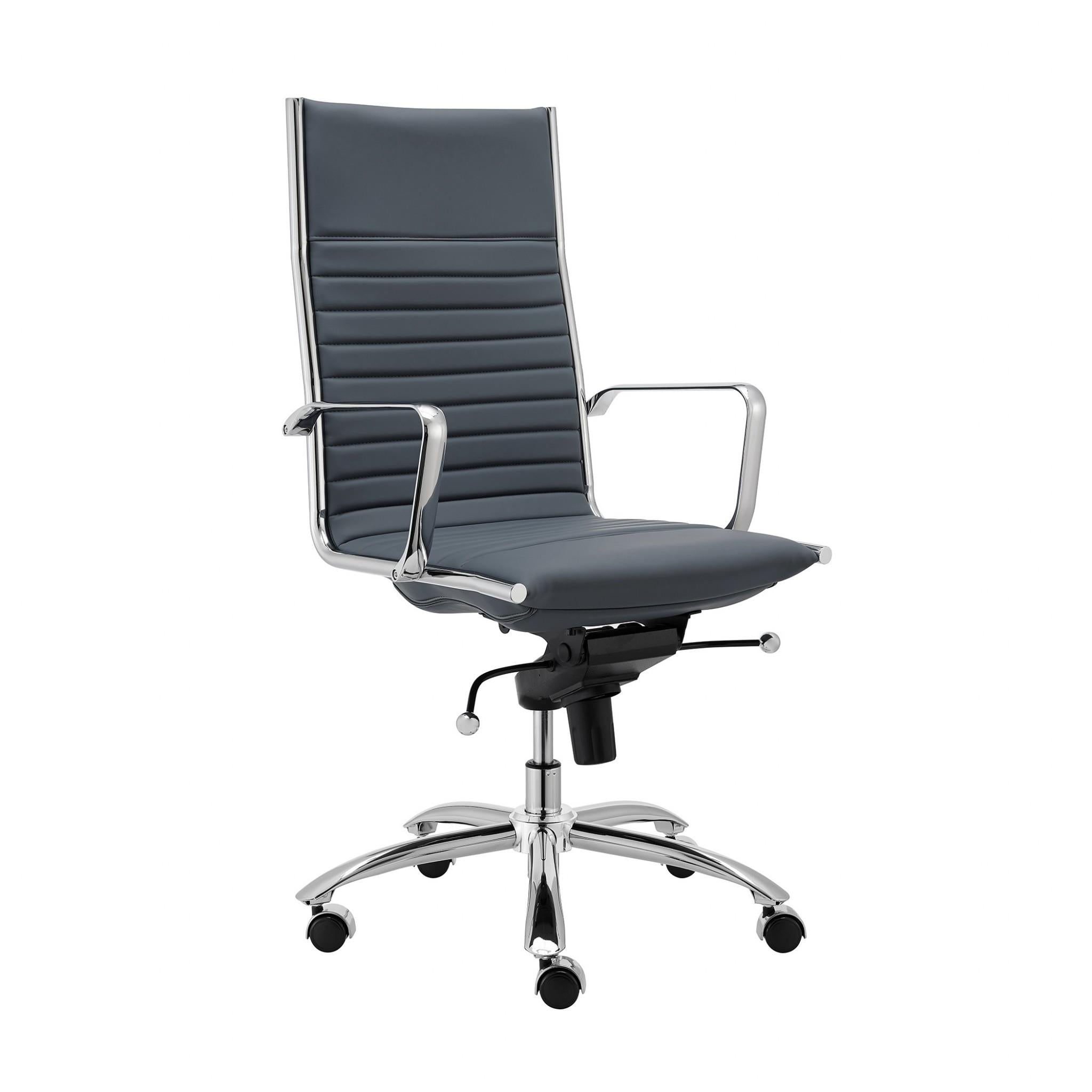Executive Blue and Chrome High Back Office Chair