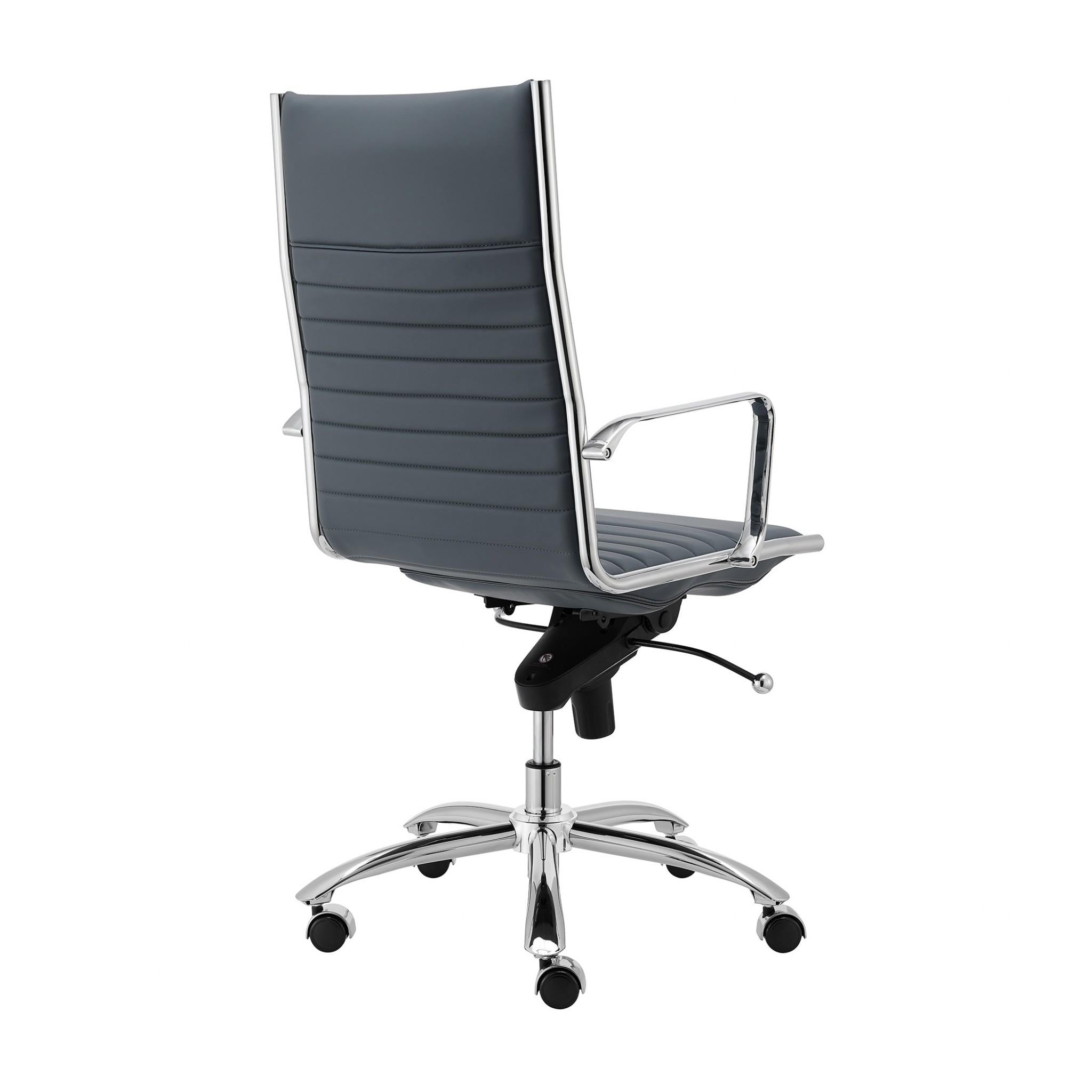 Executive Blue and Chrome High Back Office Chair