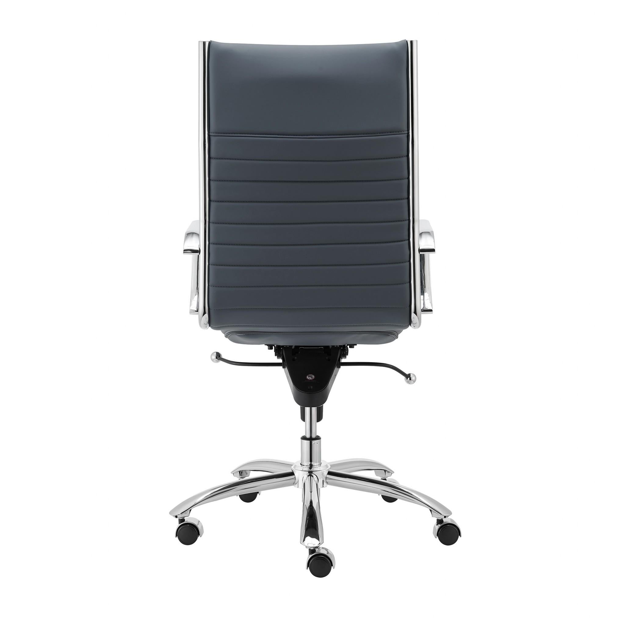 Executive Blue and Chrome High Back Office Chair