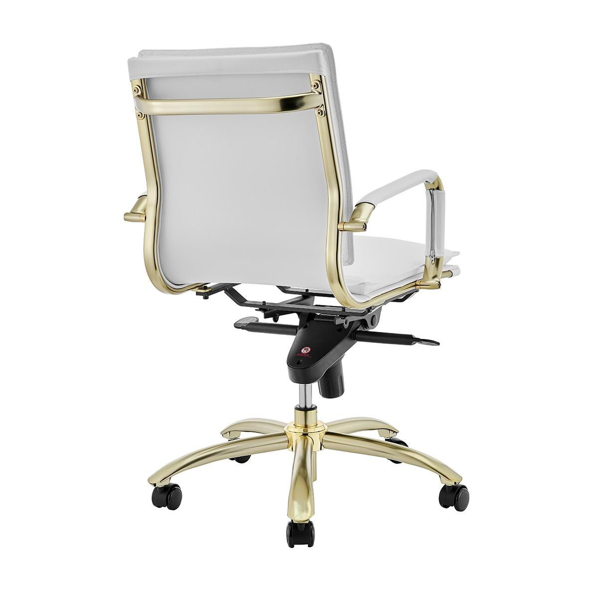 Corner Office White and Gold Low Back Office Chair