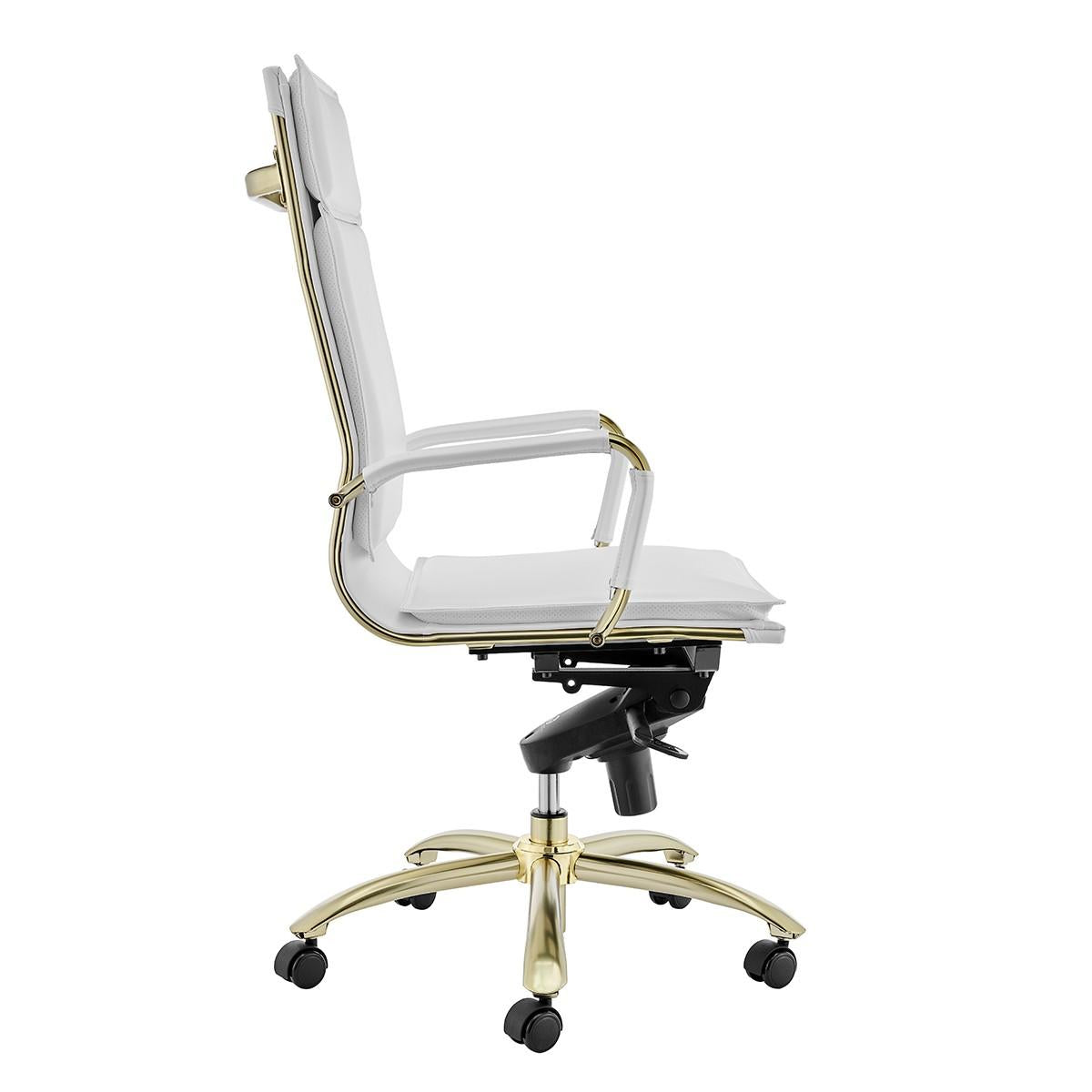 Corner Office White and Gold High Back Office Chair