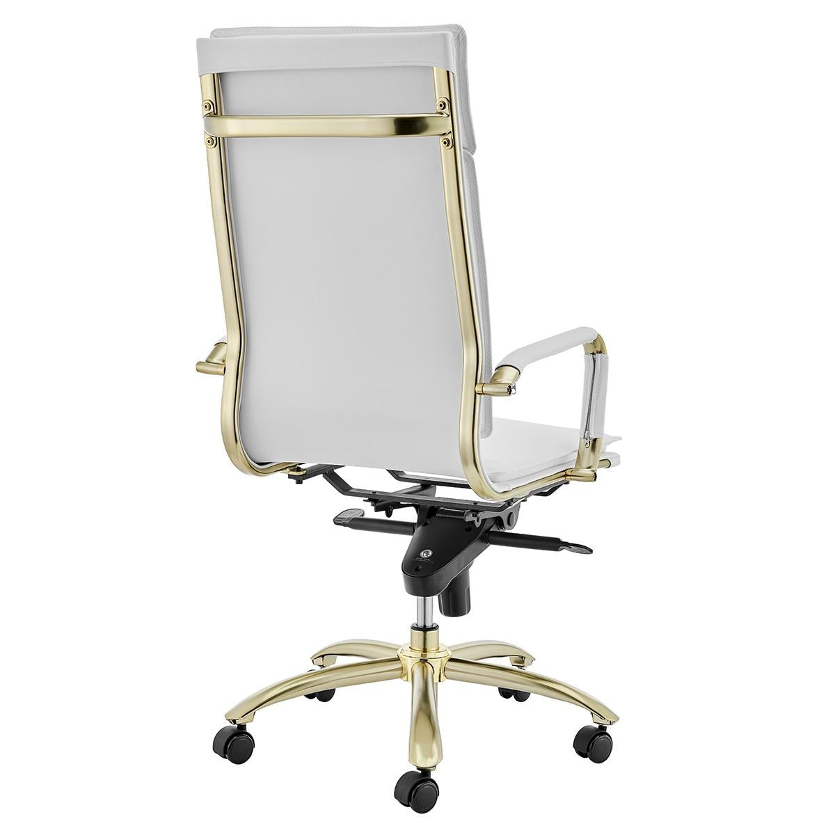 Corner Office White and Gold High Back Office Chair