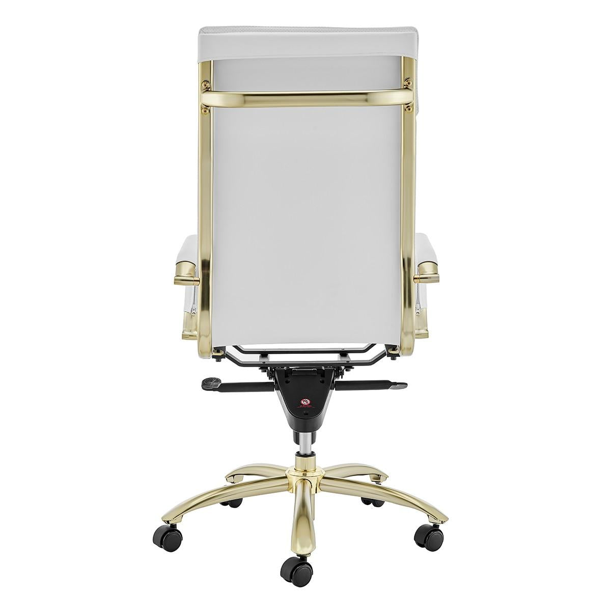 Corner Office White and Gold High Back Office Chair