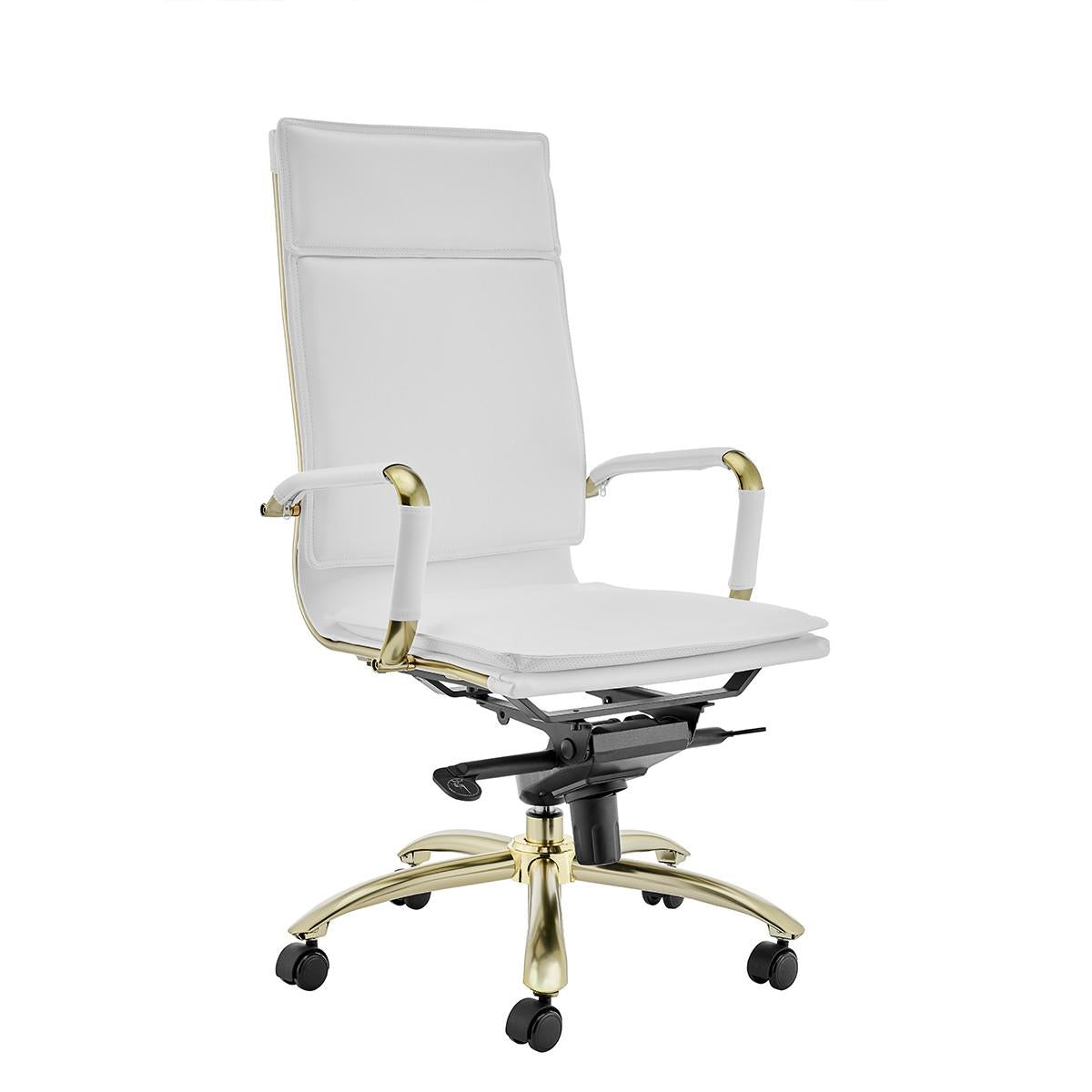 Corner Office White and Gold High Back Office Chair